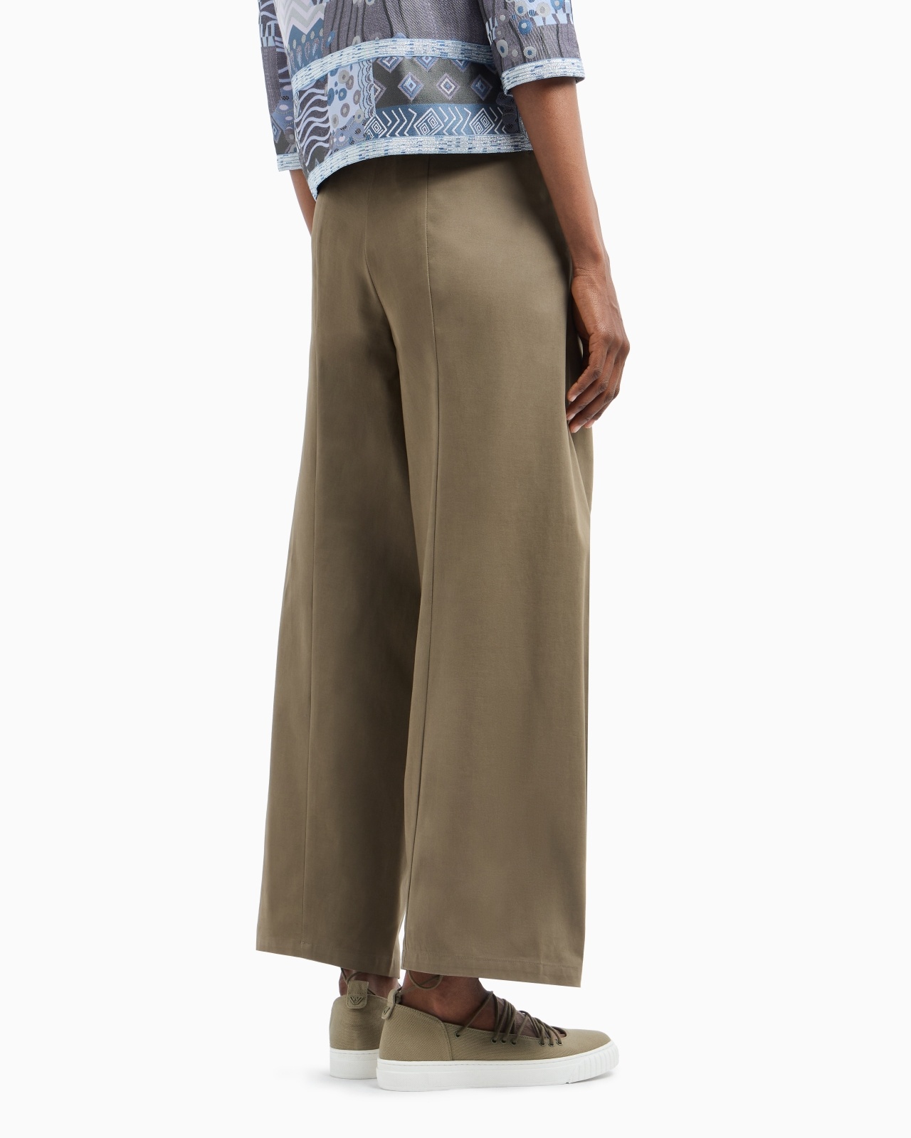 STRETCH POLISHED COTTON WIDE-LEG TROUSERS - 3