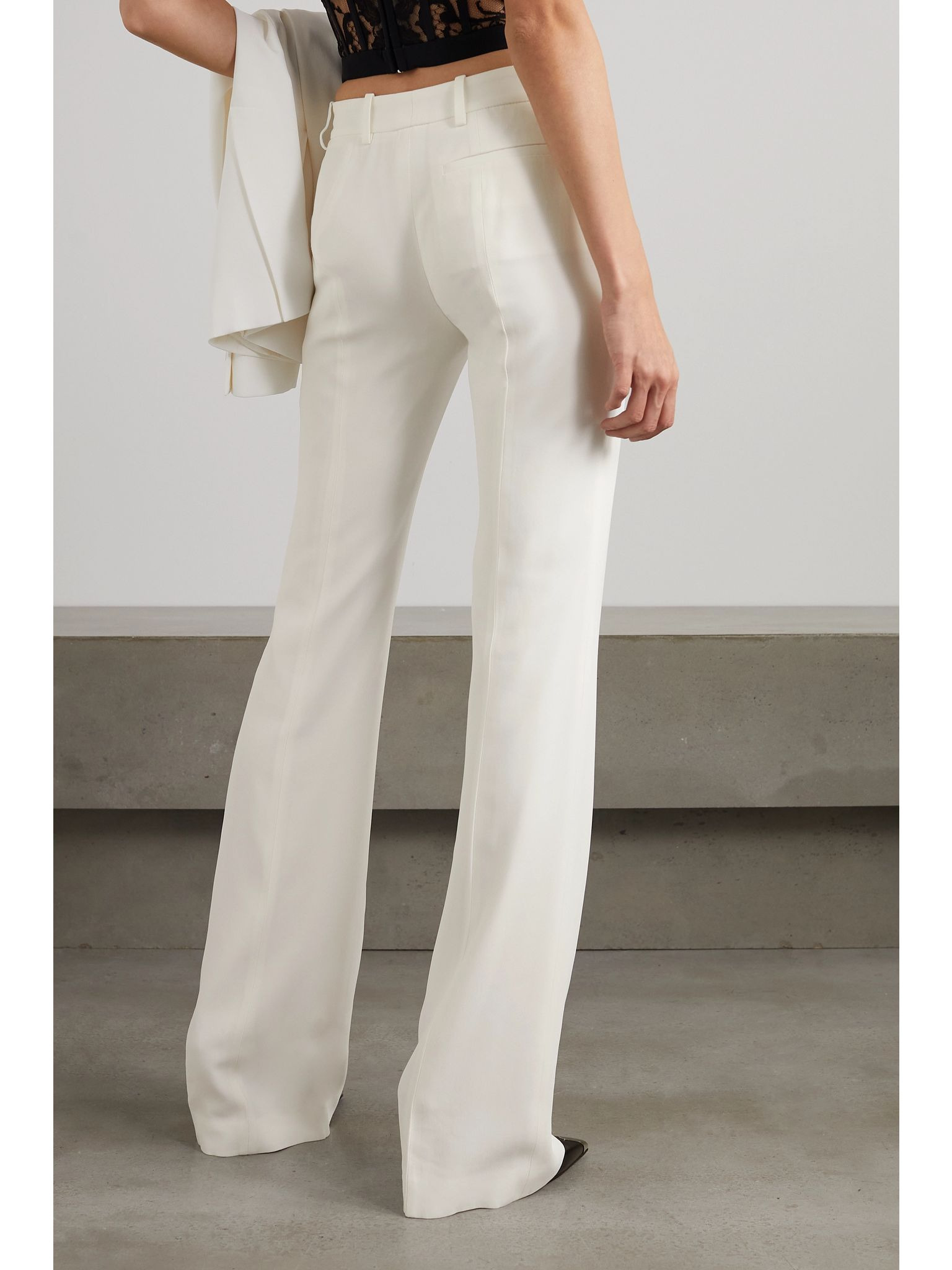 Crepe bootcut pants Ivory - 3