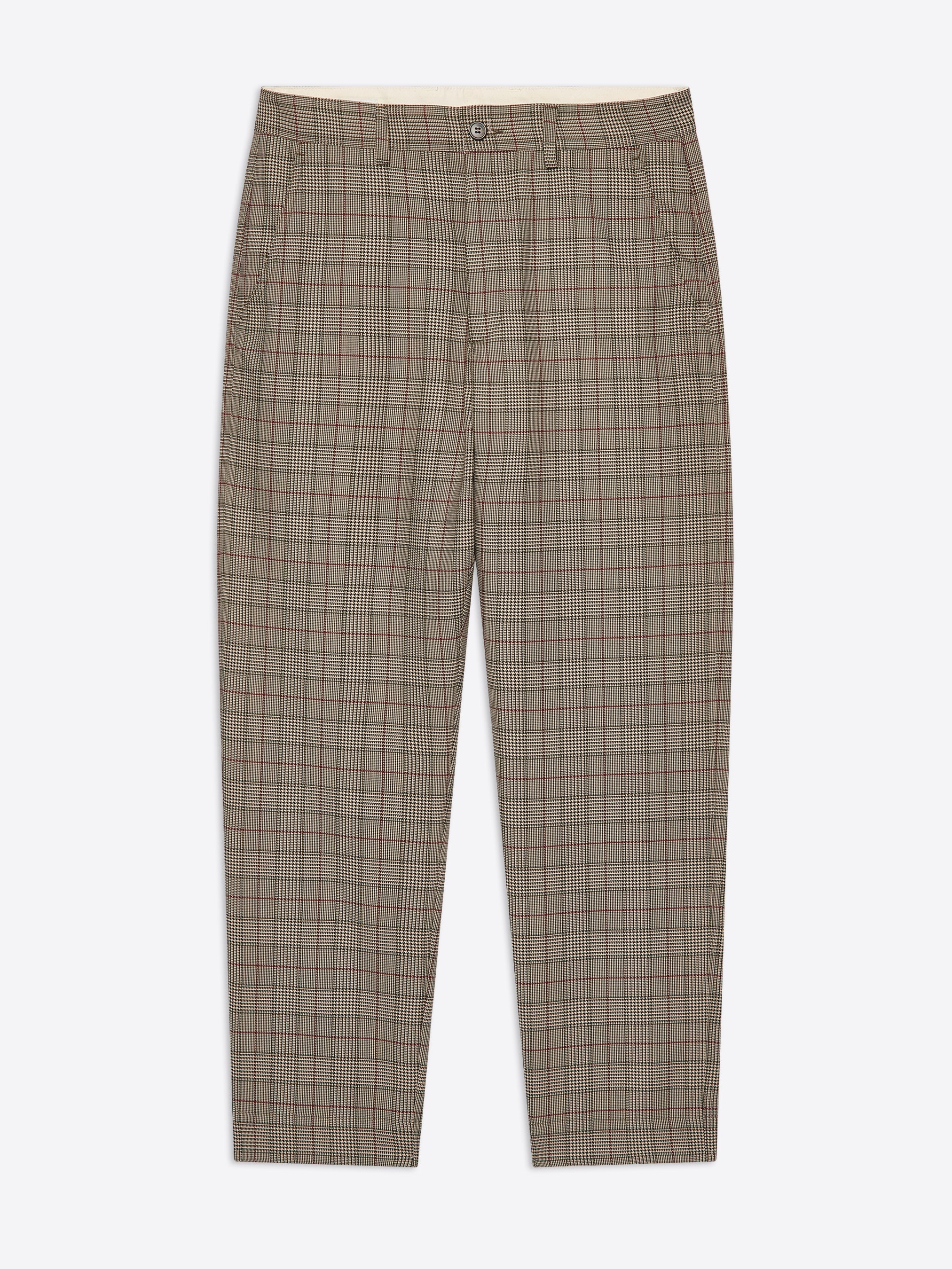 CHECKED WOOL PANTS - 1