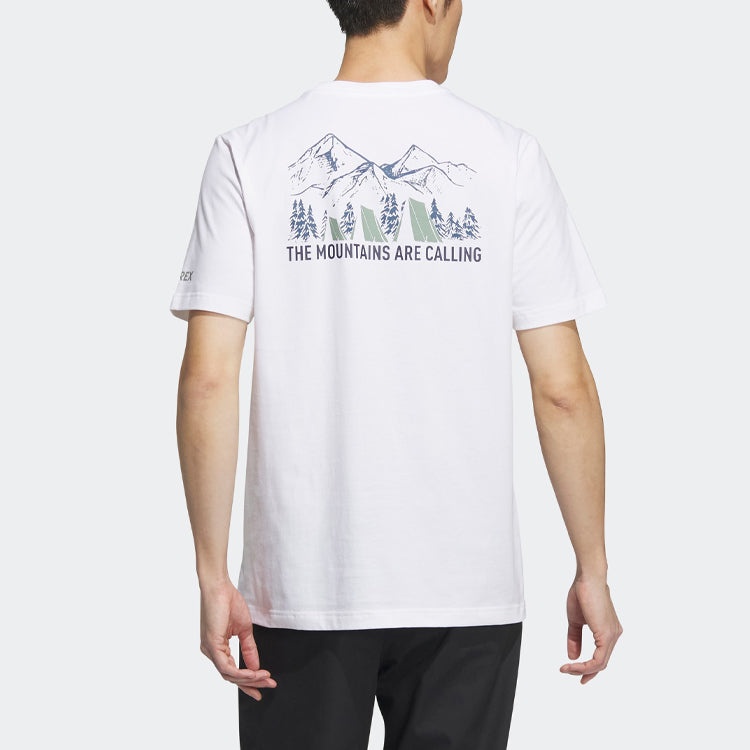 adidas Short Sleeve The Mountains Are Calling Graphic Tee 'White' IU1264 - 3