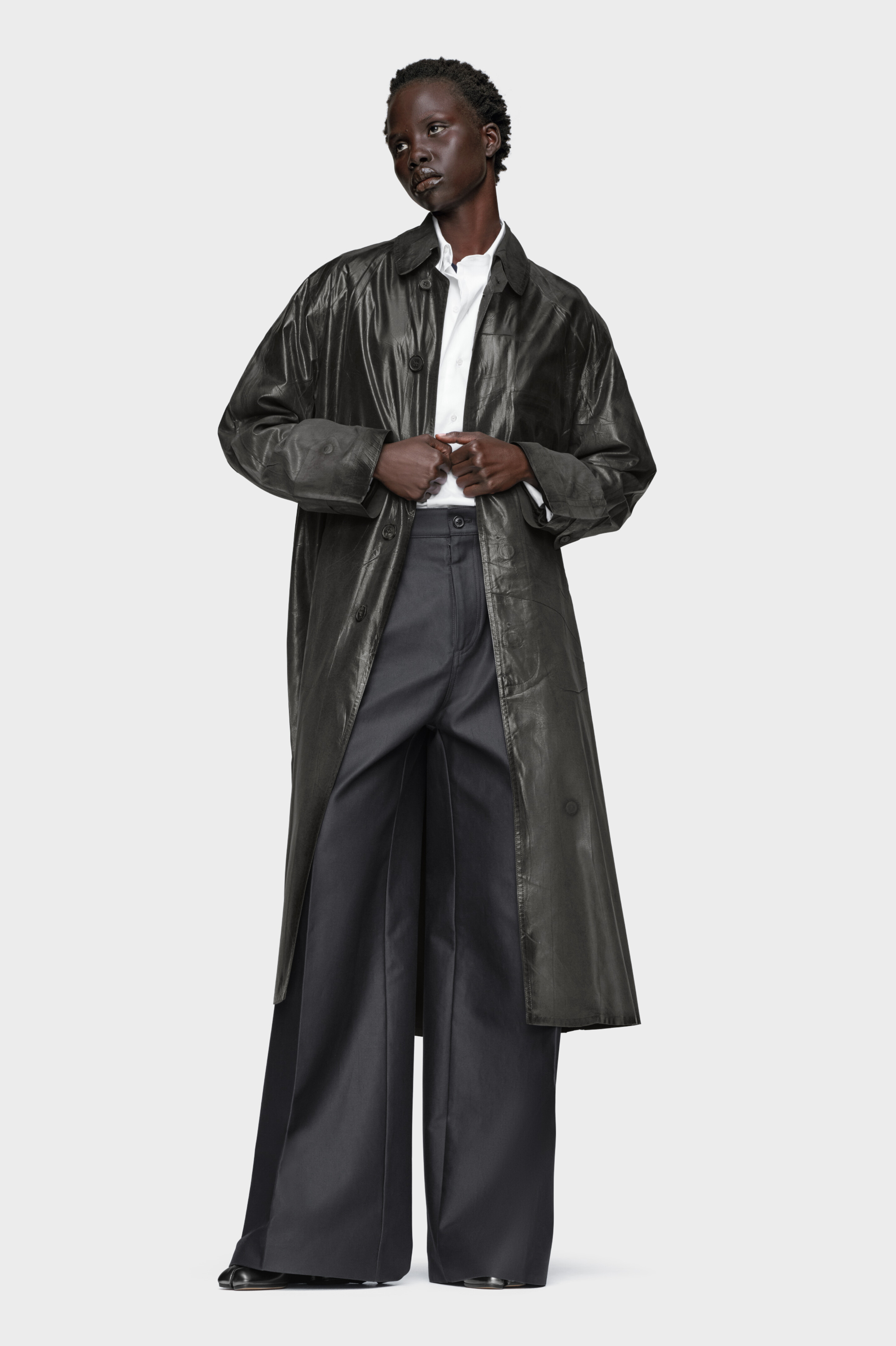 Foil-printed trench coat - 2