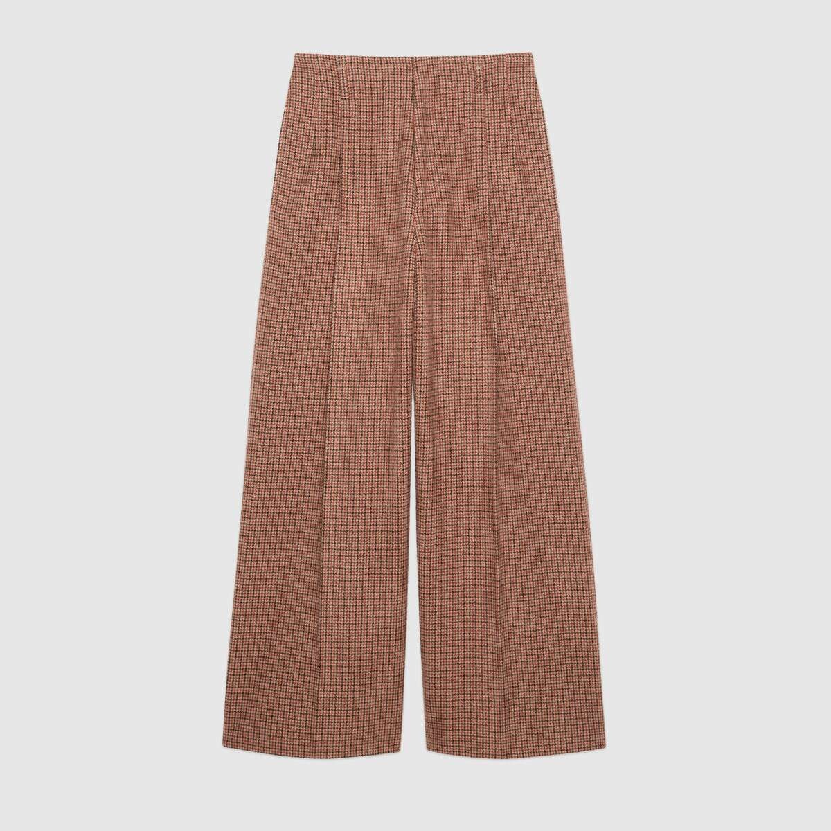 Houndstooth wool wide-leg pant - 1