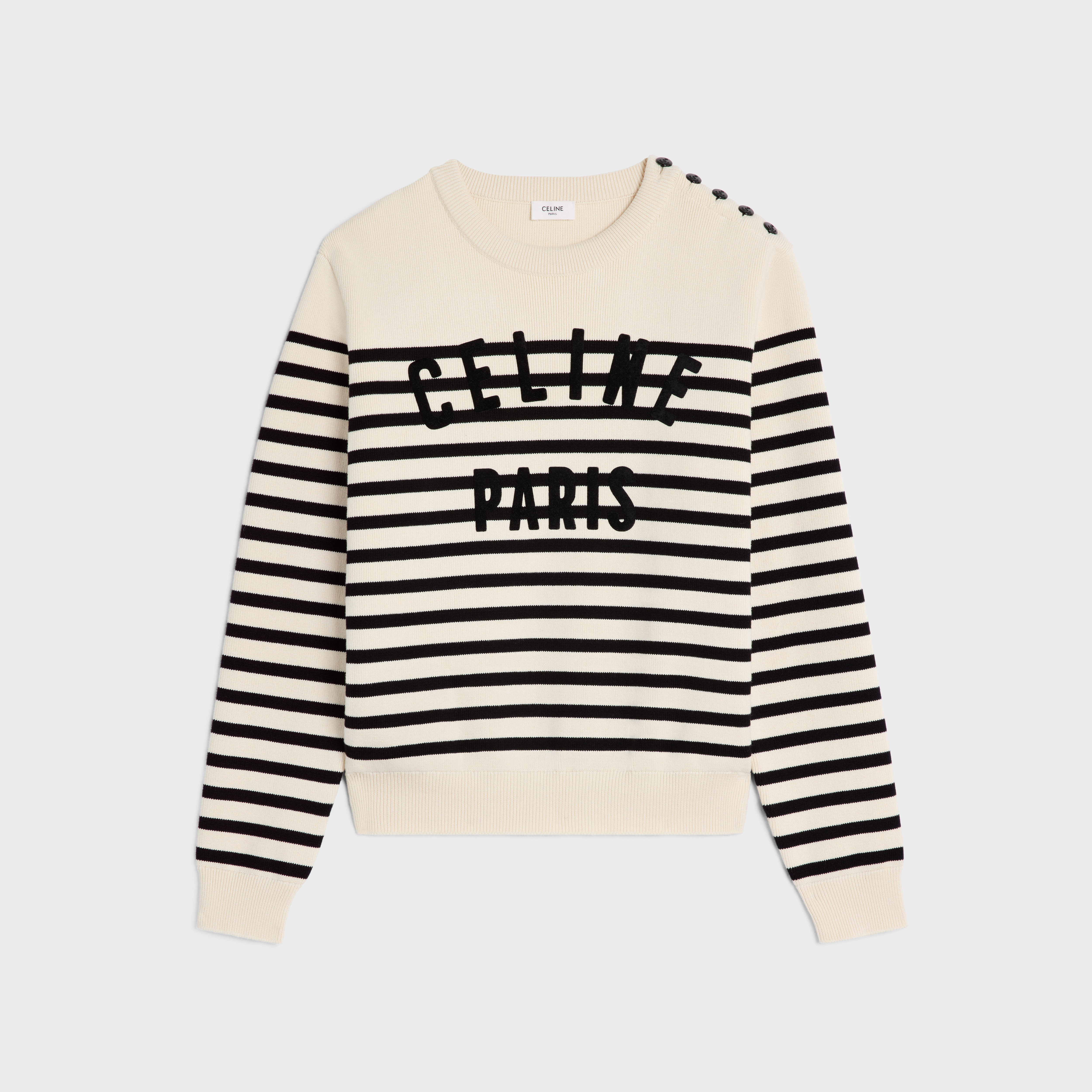 celine crew neck marinière sweater in cotton - 1
