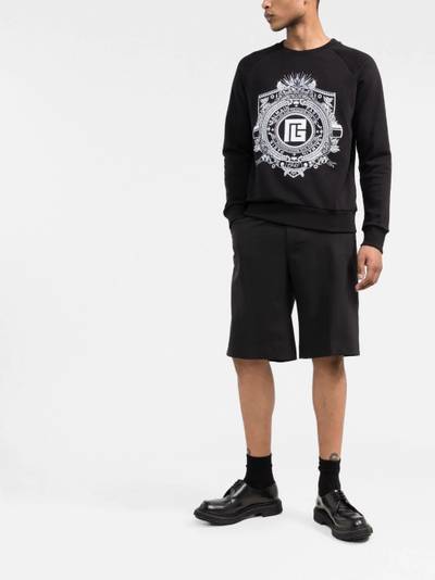 Balmain logo-print cotton sweatshirt outlook