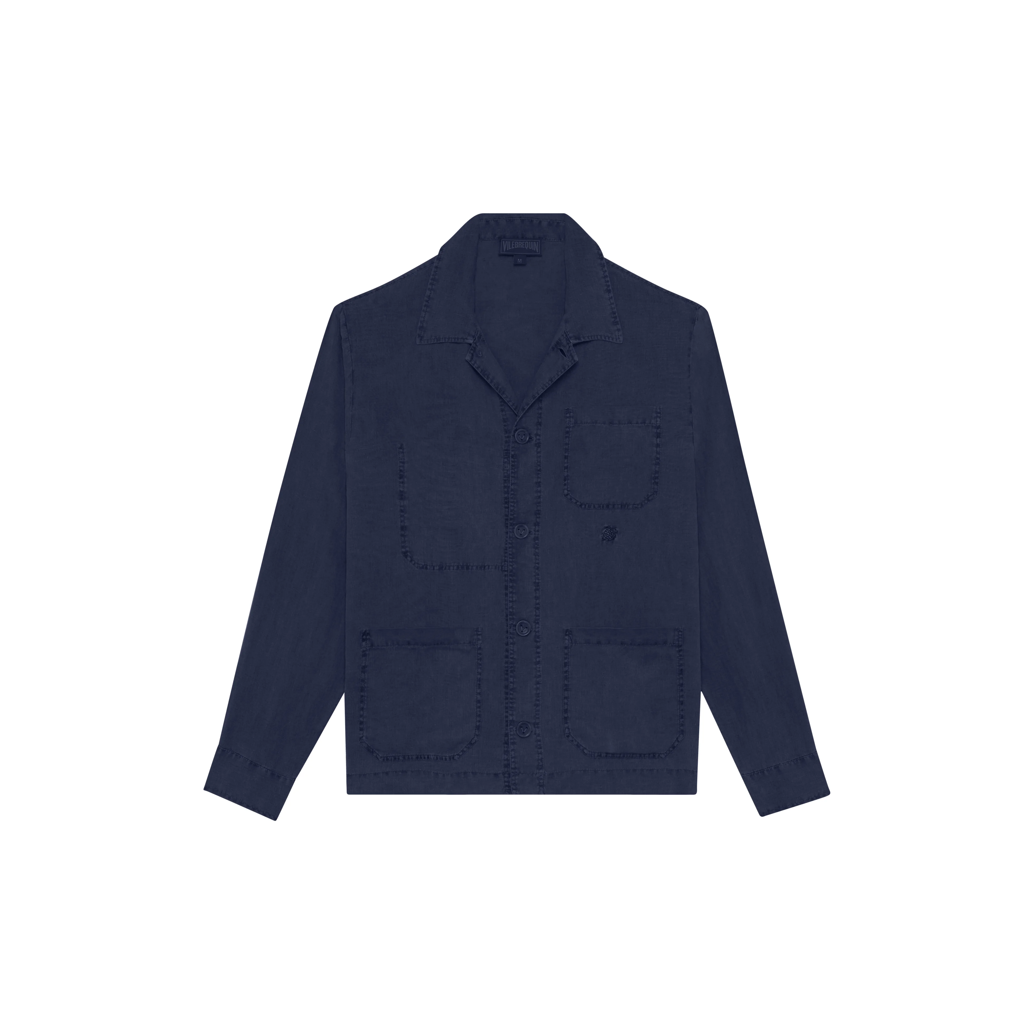 Men Linen Solid Overshirt - 1