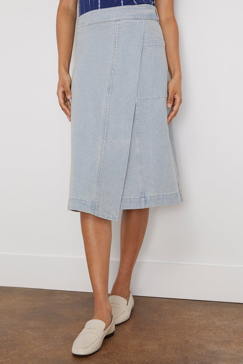 Iris Wrap Skirt in Grey Indigo 3