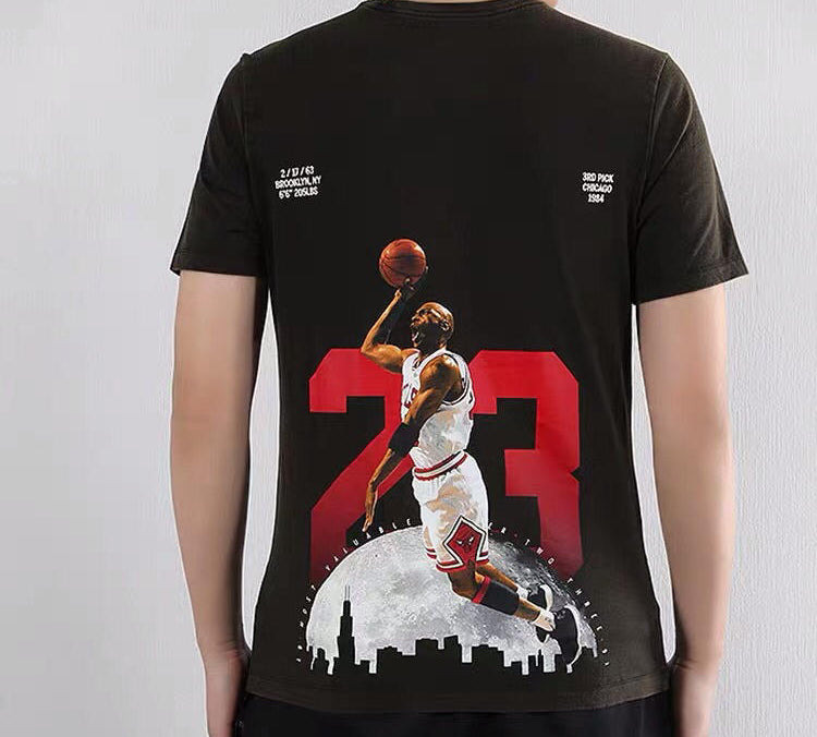 Air Jordan Back Printing Flying Man Retro Short Sleeve Distress Black AQ3735-010 - 4