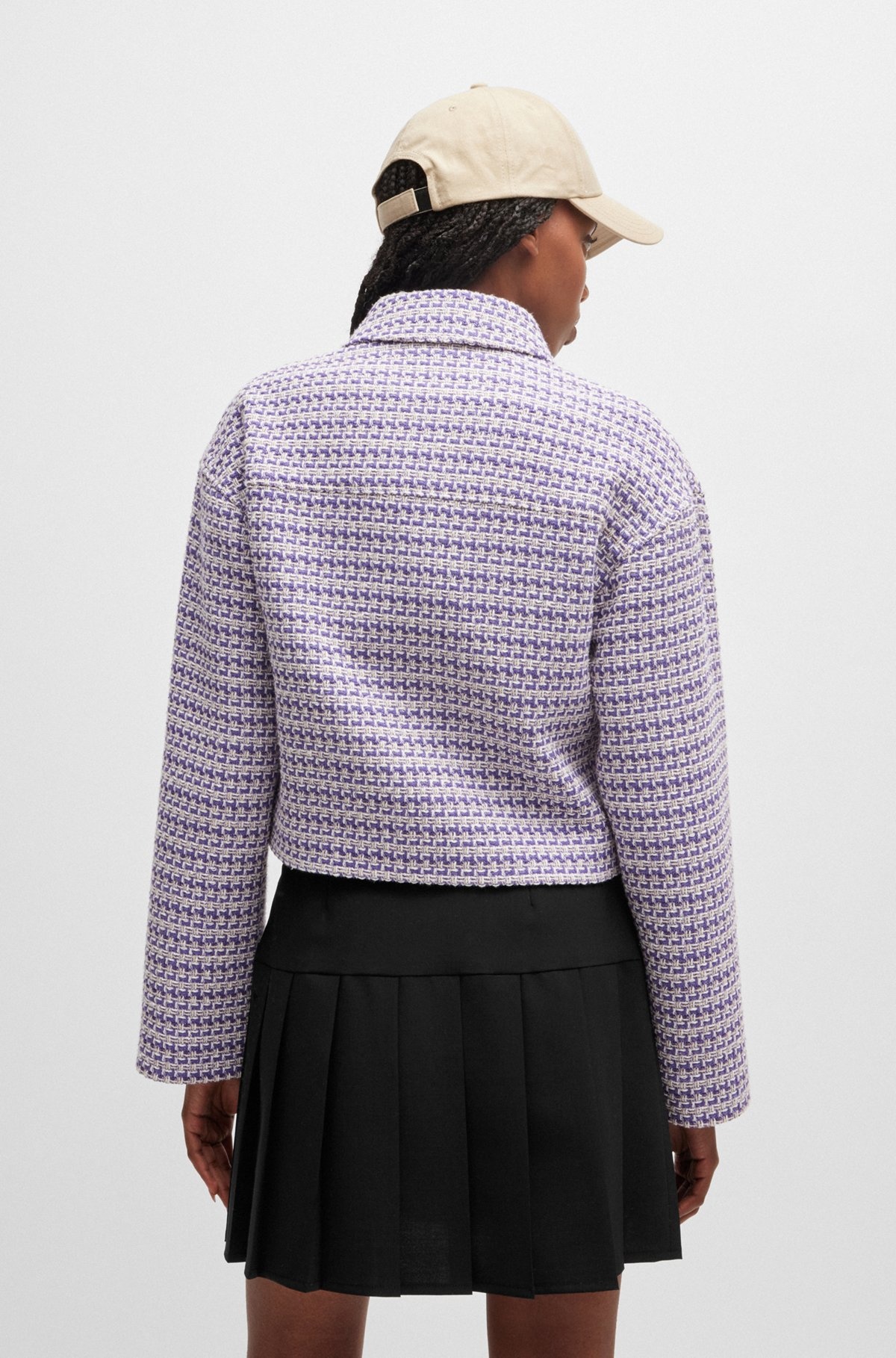 RELAXED-FIT CROPPED JACKET IN A BOUCLÉ COTTON BLEND - 4