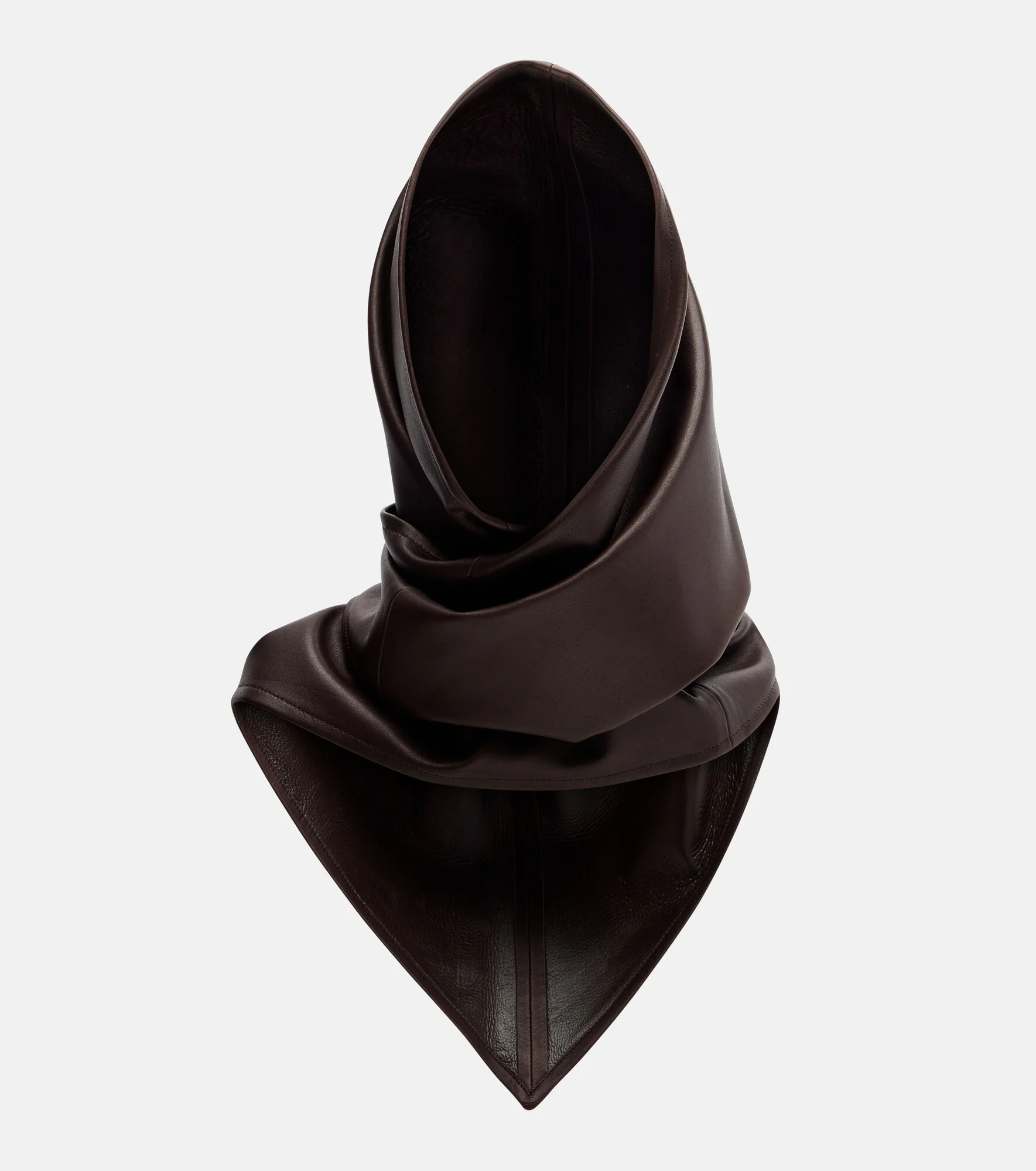 Draped leather hood - 1