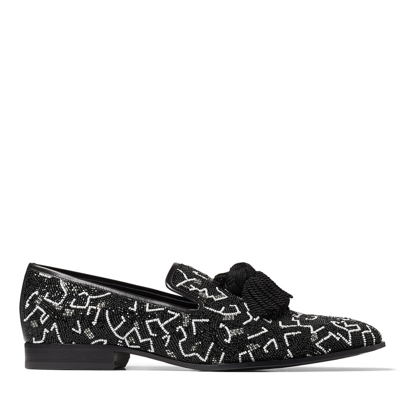 Jimmy Choo Men's Foxley Caviar Bead Embroideryr Slippers, Brand Size 42 ( US Size 9 ) - 1