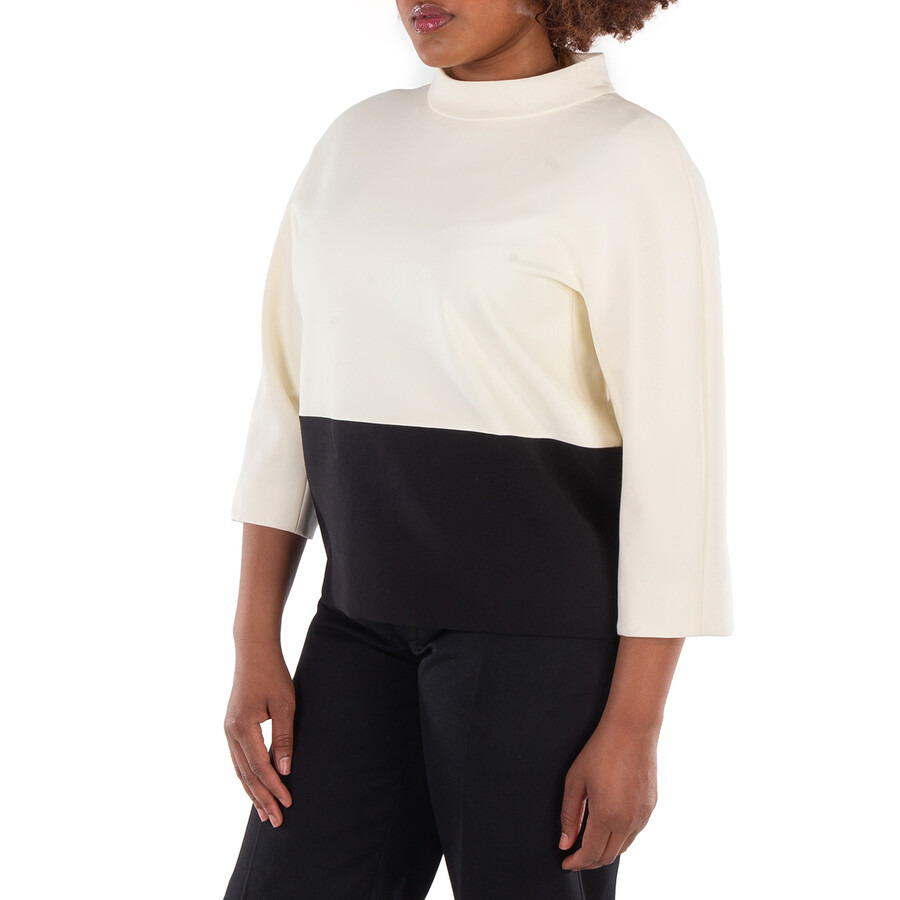 Max Mara Curacao Colorblock Stretch Virgin Wool Top - 4