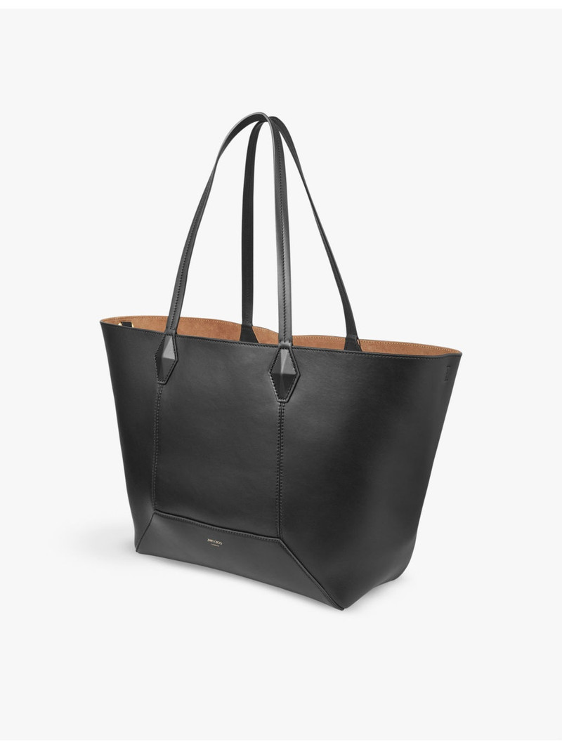 Diamond logo-embossed medium leather tote bag 5