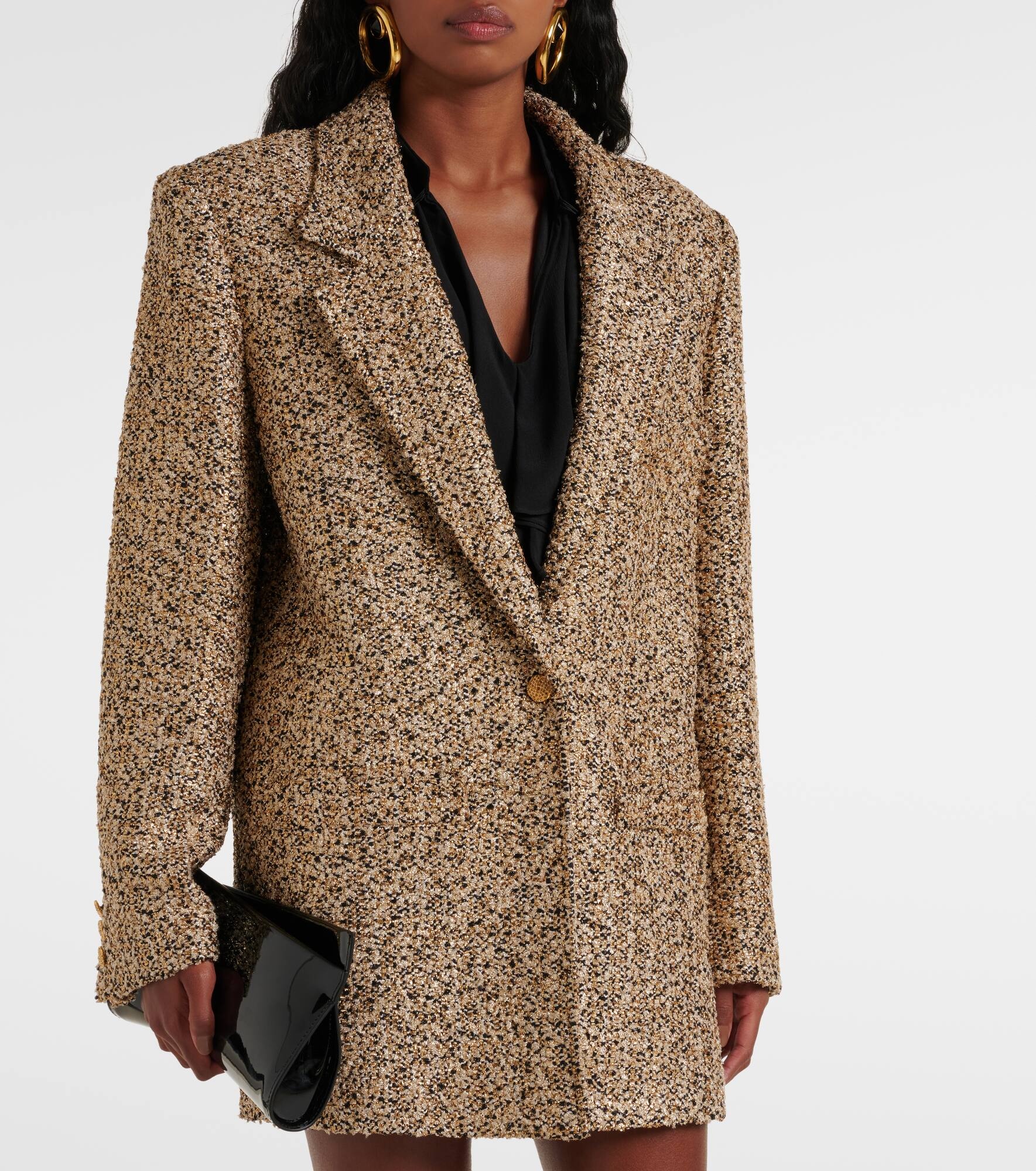 Oversized tweed lamé blazer - 4