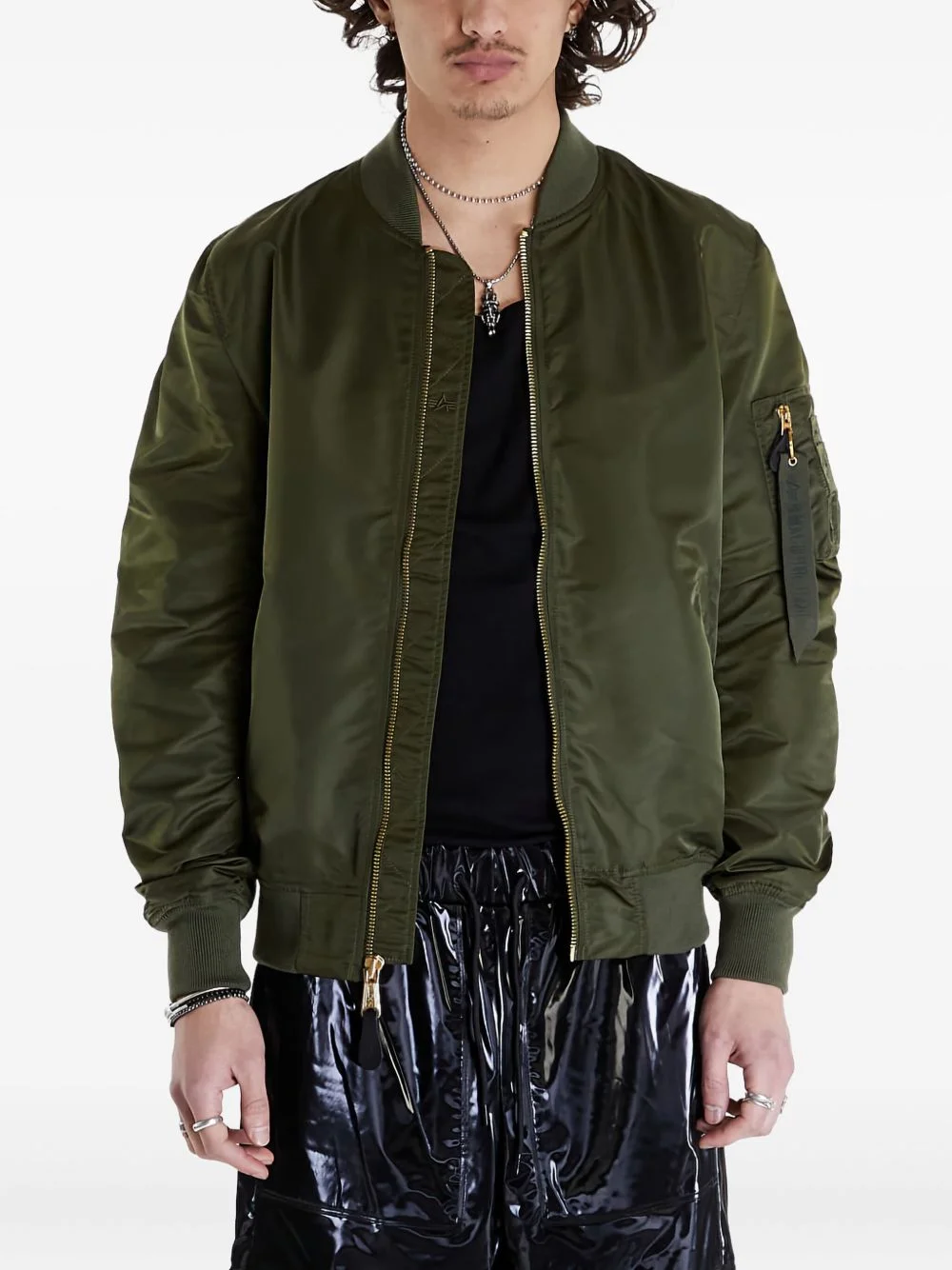 zipped bomber jacket - 1