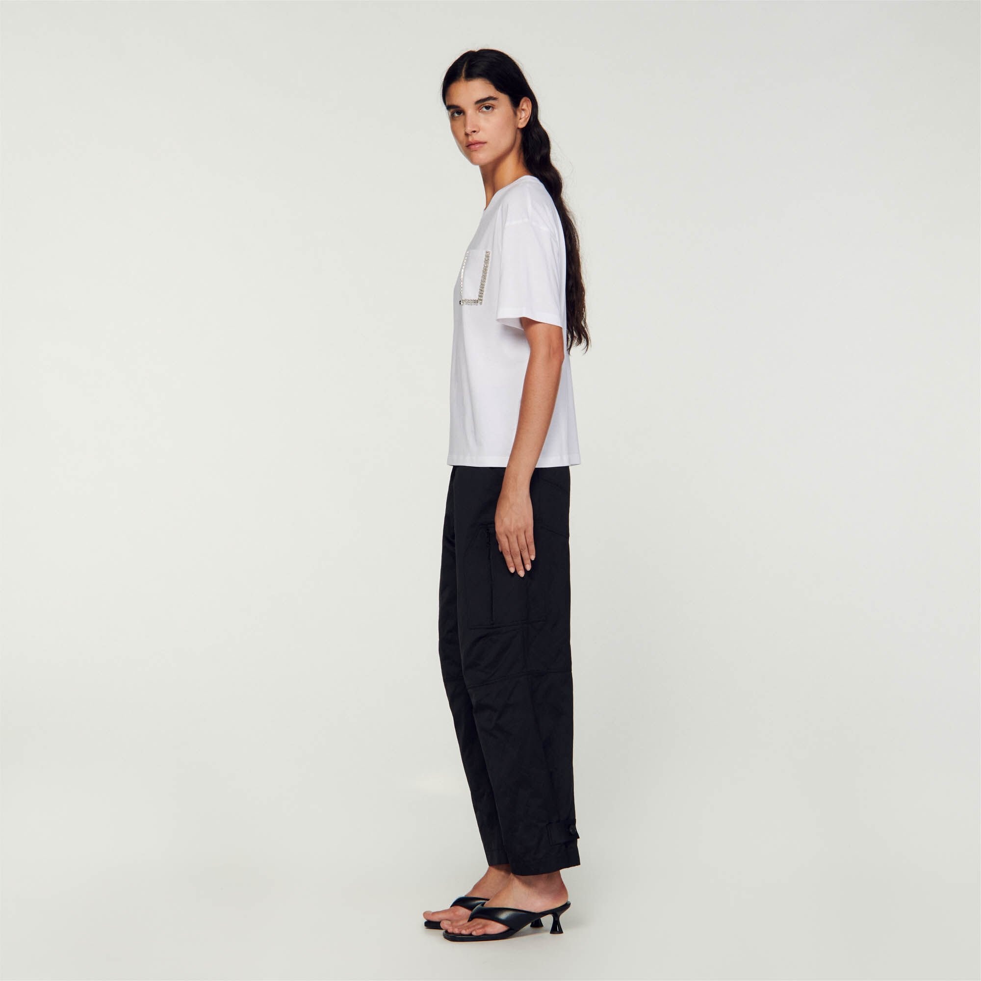 CROPPED T-SHIRT WITH RHINESTONES - 7