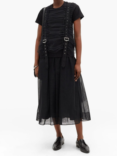 Noir Kei Ninomiya Ruched-tulle strapped cotton T-shirt outlook