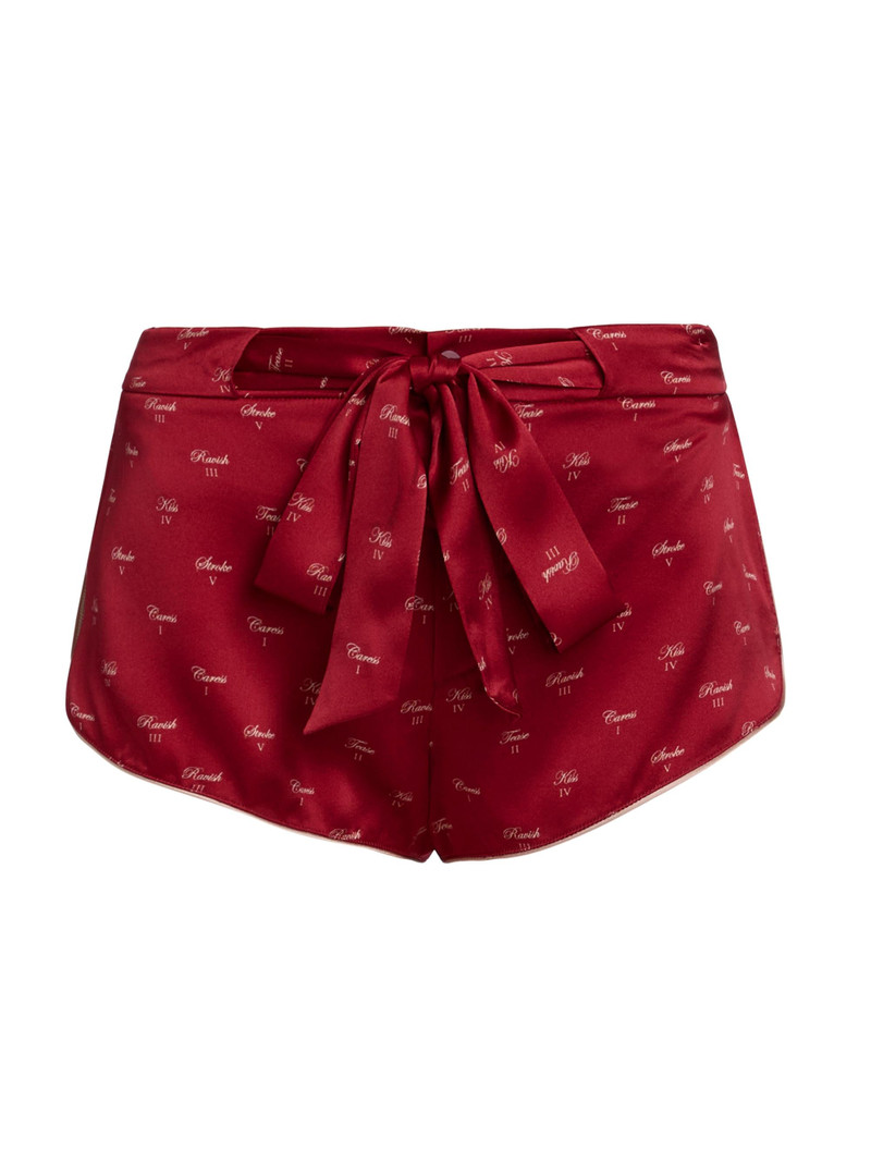 Women's Kiss Print Silk Tap Shorts - Kiki Red And Buff 1