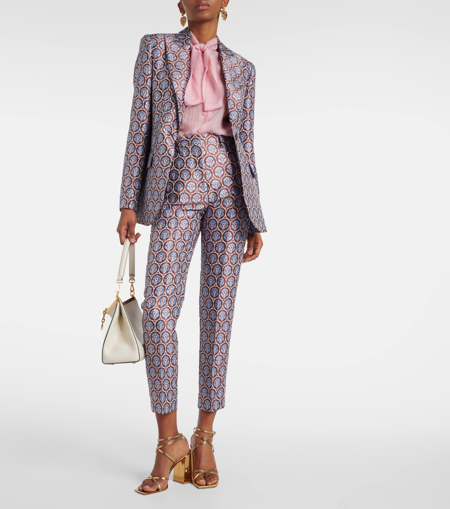 Cropped jacquard slim pants - 2