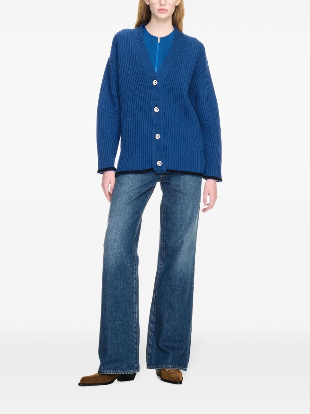 logo-embroidered cardigan - 2