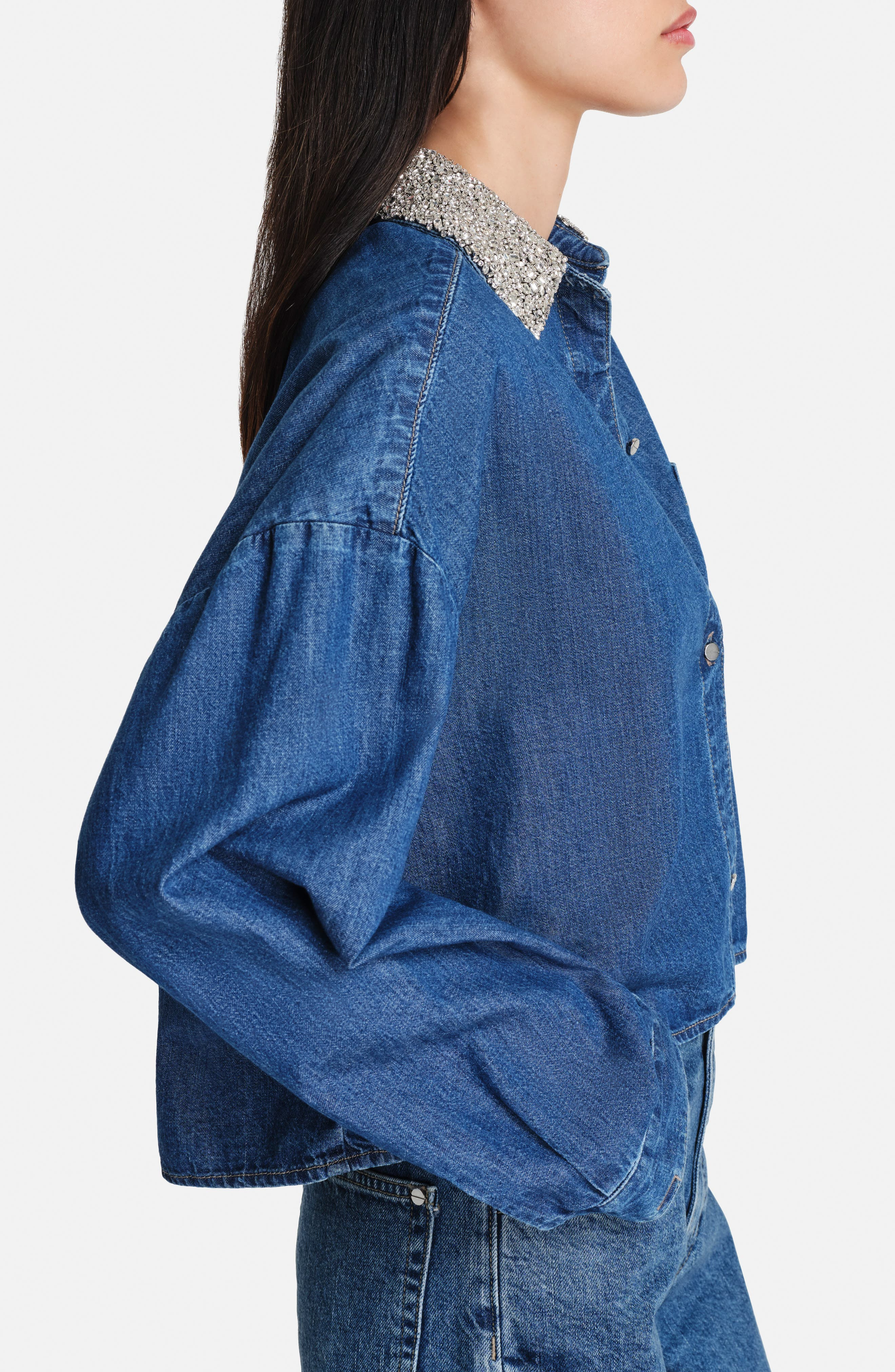 TWP Crystal Collar Denim Button-Up Shirt in Paris at Nordstrom - 3
