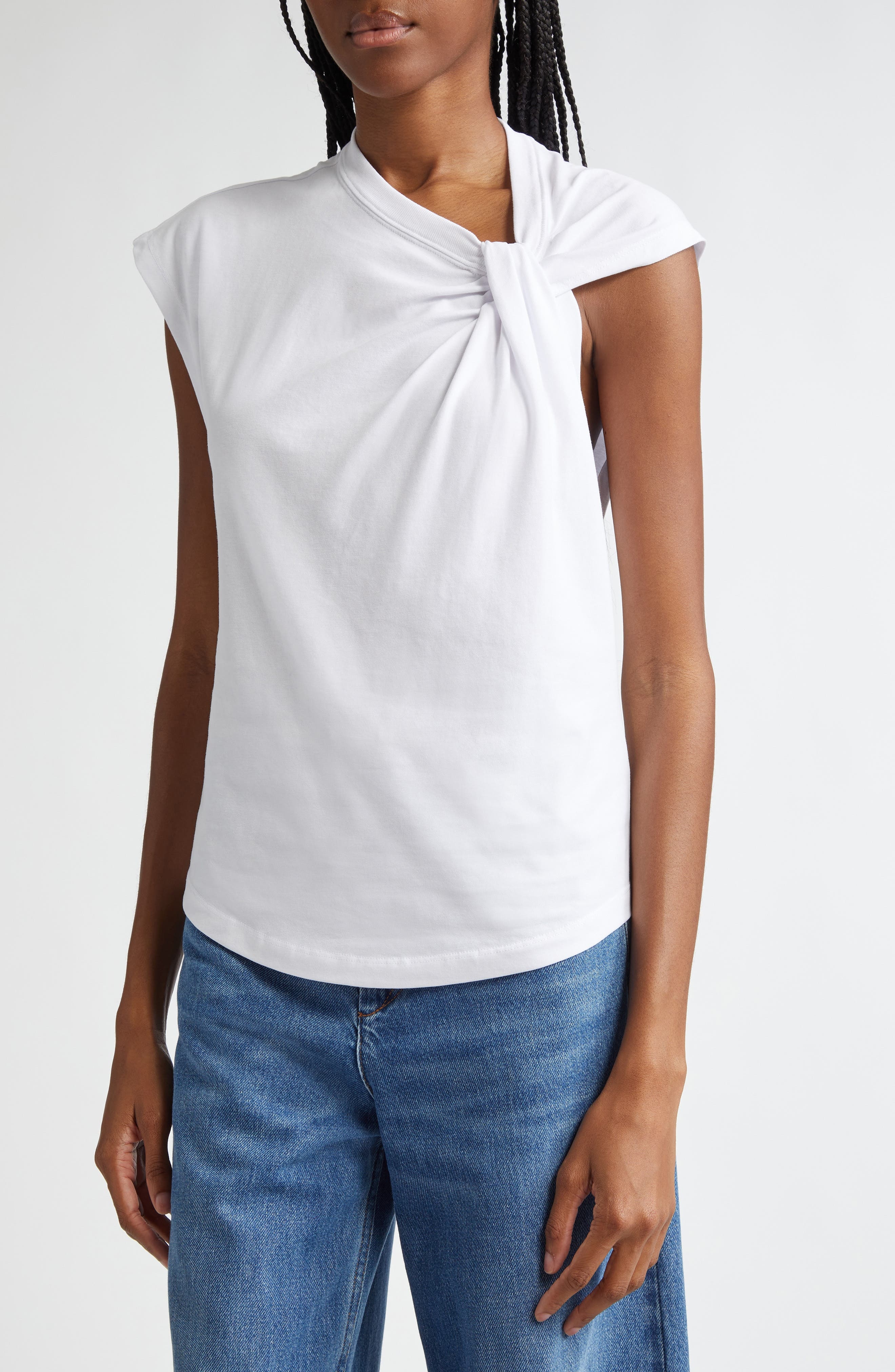Isabel Marant Nayda Asymmetric Cotton Slub Top in White at Nordstrom - 5