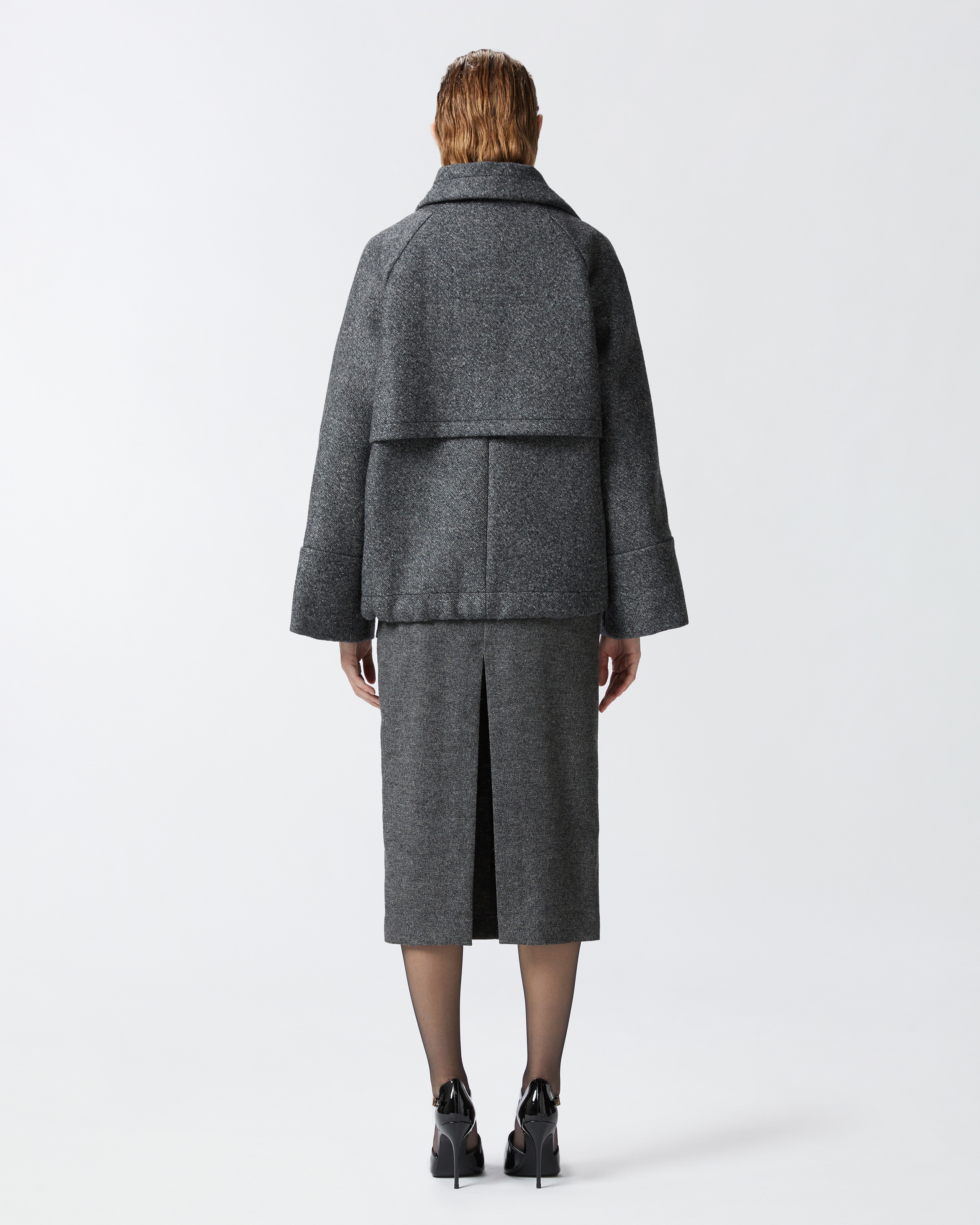 CLOTH PEA COAT WITH HIGH COLLAR - 4