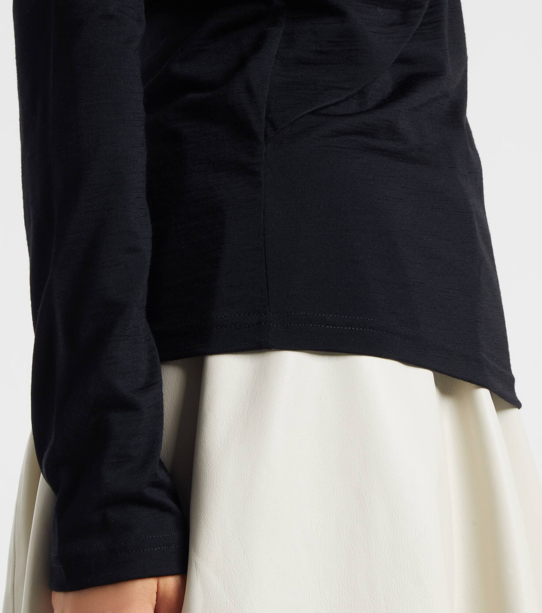 Scarf-detail wool jersey top - 5