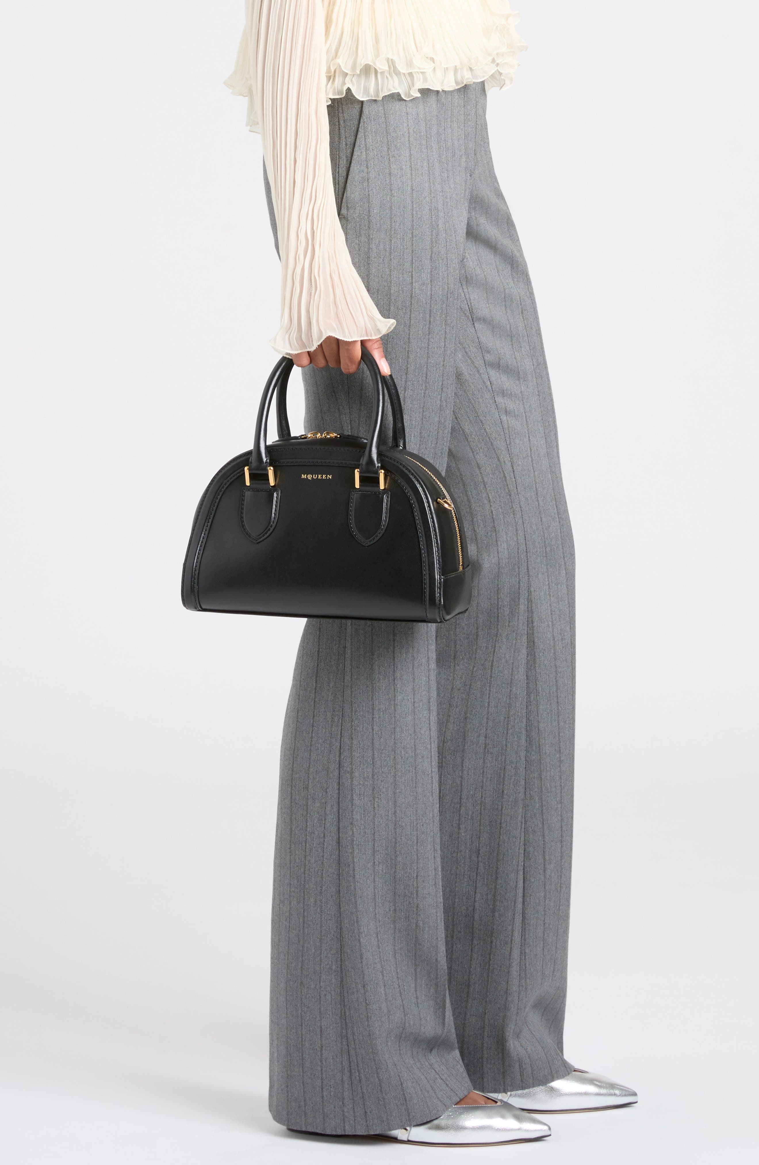 McQueen Small Birdee Boston Handbag in Black/Gold at Nordstrom - 3
