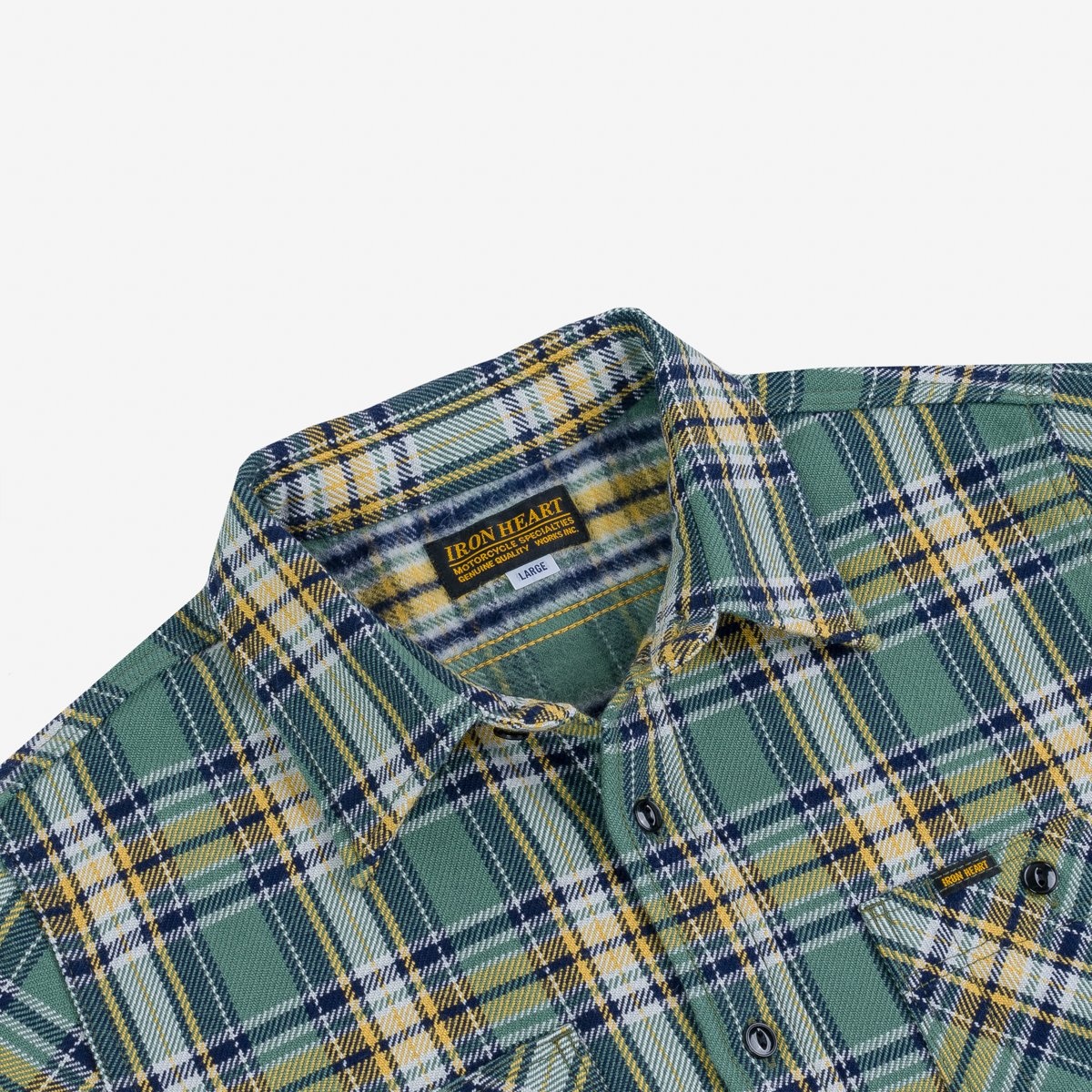 Ultra Heavy Flannel Tartan Check Work Shirt - Green - 7