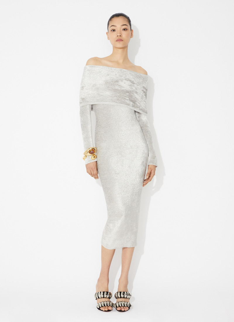 Alaïa SHINY VELVET OFF-SHOULDER DRESS outlook