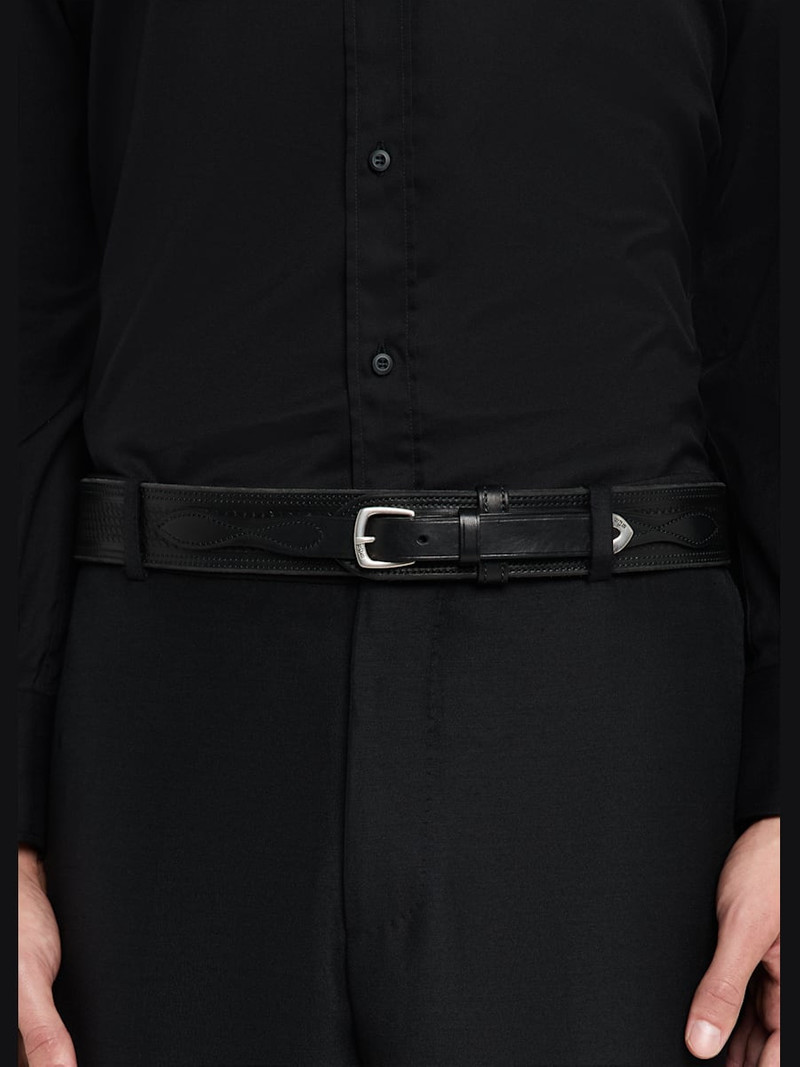 Ralph Lauren Men's Topstitched Western Leather Belt outlook