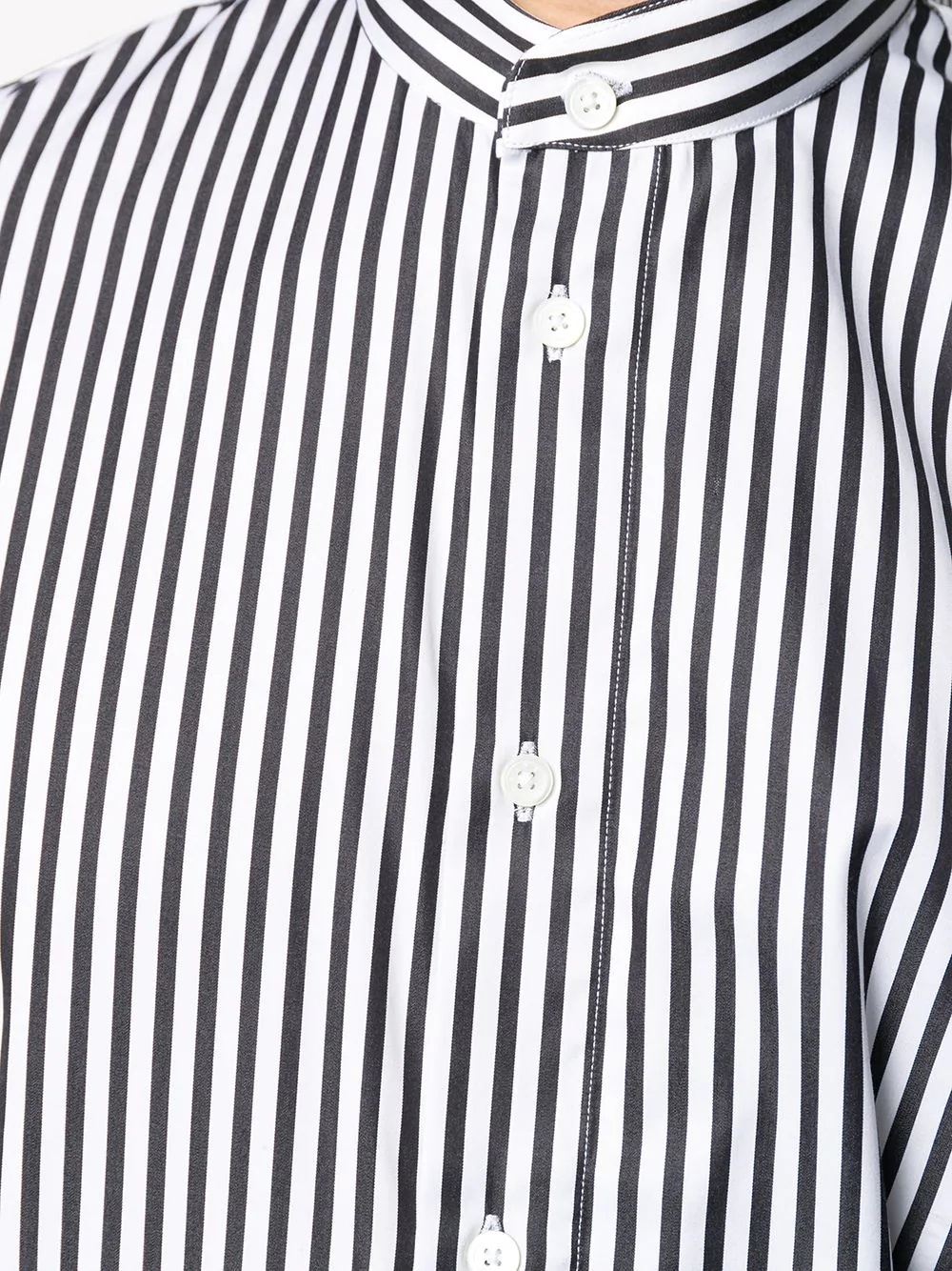 mandarin collar striped shirt - 5