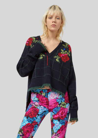 VERSACE Rose Accent Wool and Mohair Sweater outlook