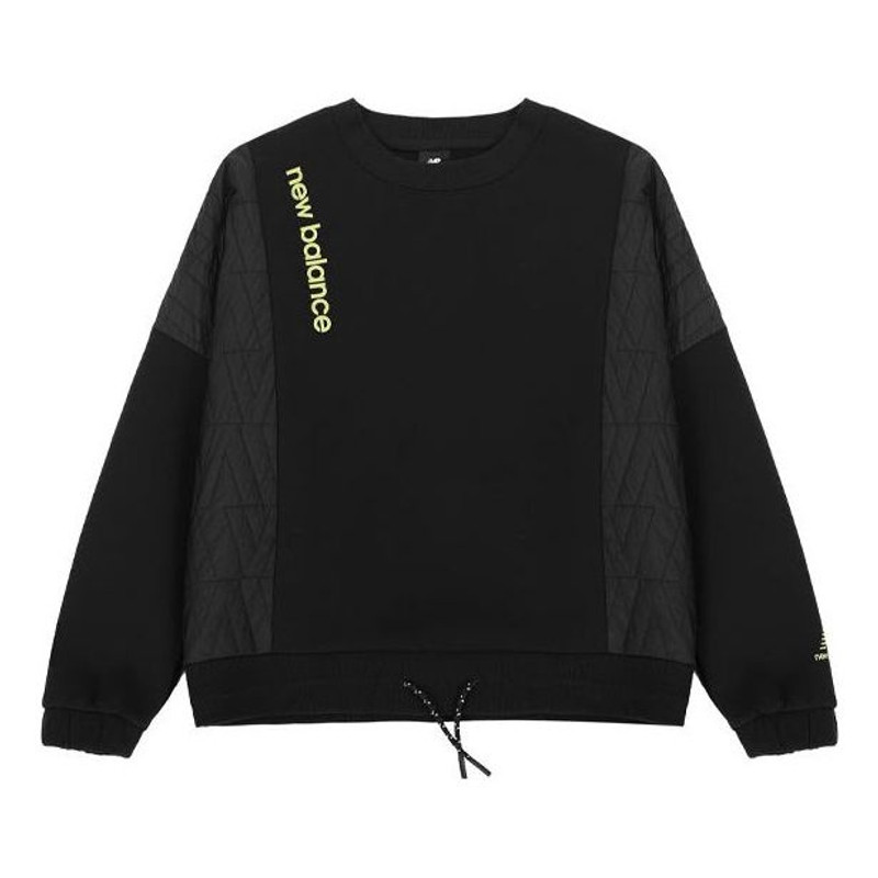 (WMNS) 새로운 균형 단단한 색깔 Drawstring 둥근 목 Pullover Hoodie 검정 AWT14371-BK - 1