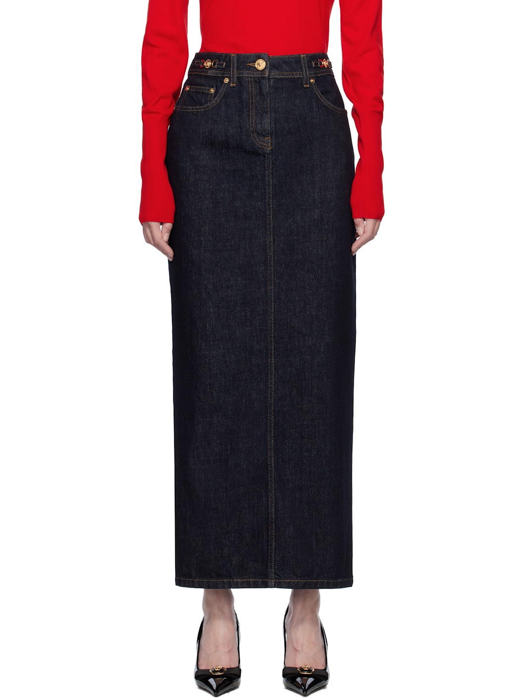 Blue Medusa '95 Denim Maxi Skirt - 1