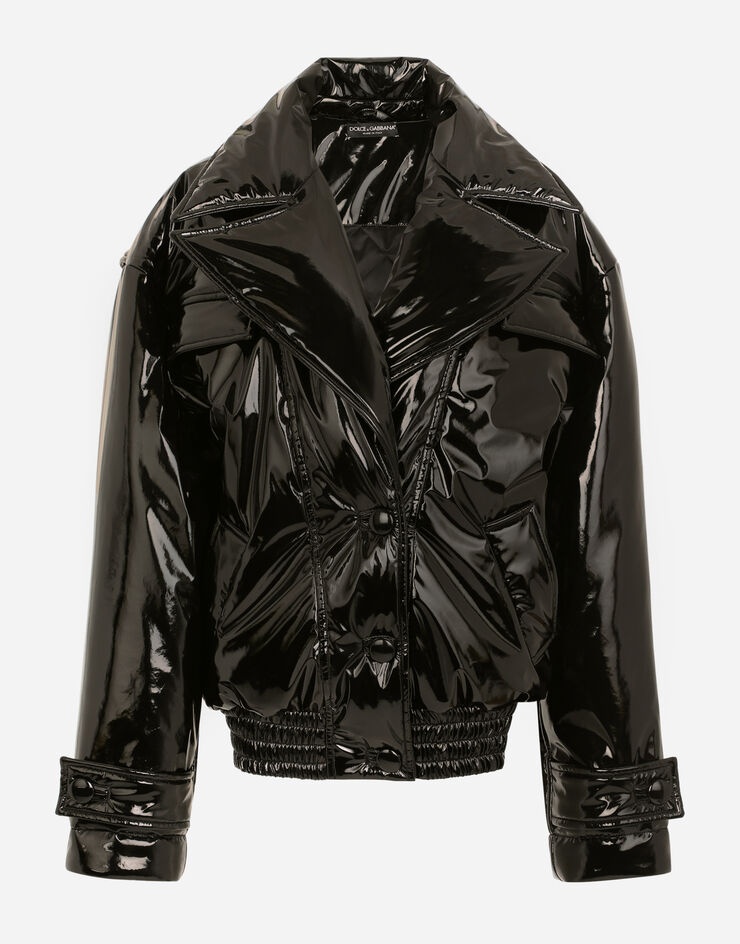 Padded patent leather jacket - 3