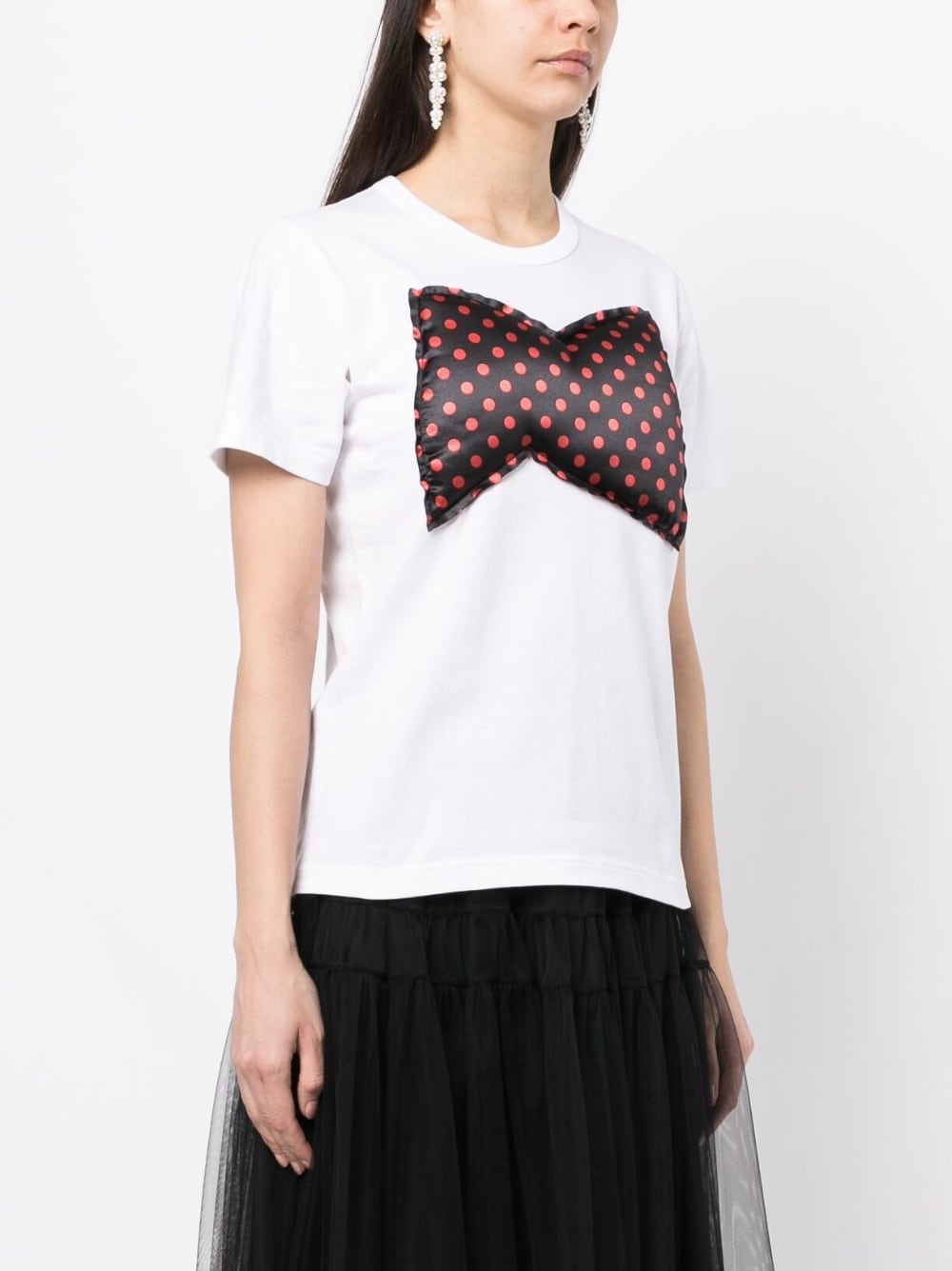 bow-appliqué cotton T-shirt - 3