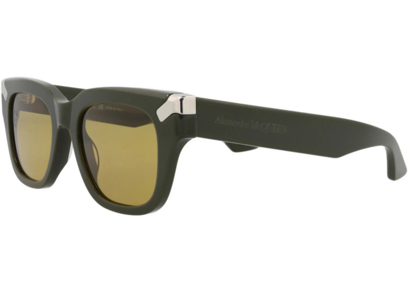 Alexander McQueen Alexander McQueen Square-Frame Recycled Acetate Sunglasses Green Green Brown (AM0439S-30015176-004) outlook