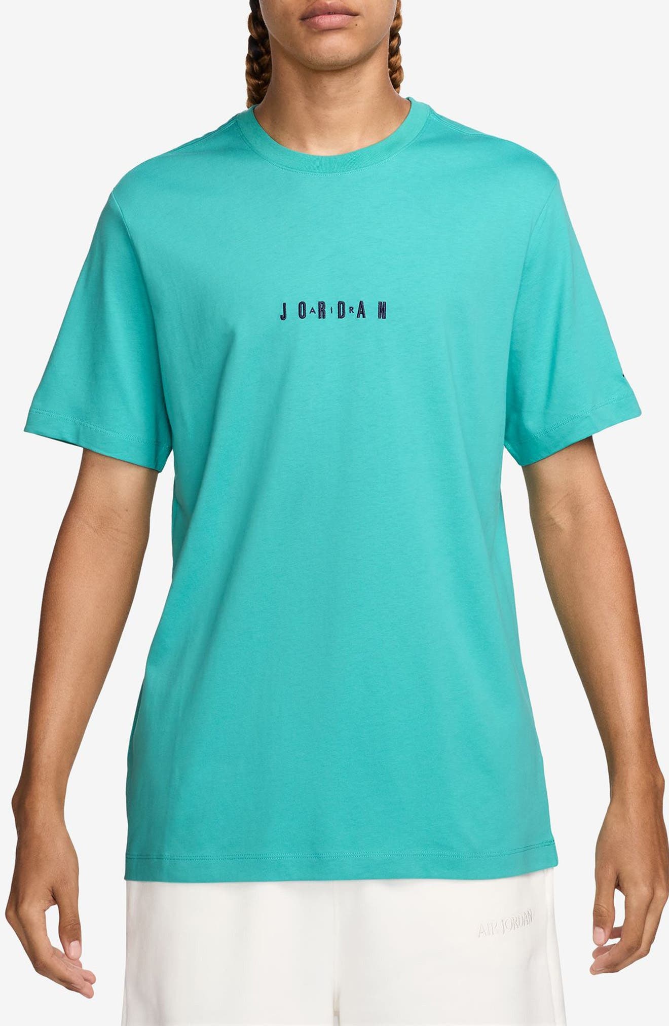 Nike Jordan Embroidered Crewneck T-Shirt in Washed Teal/Midnight Navy at Nordstrom - 1