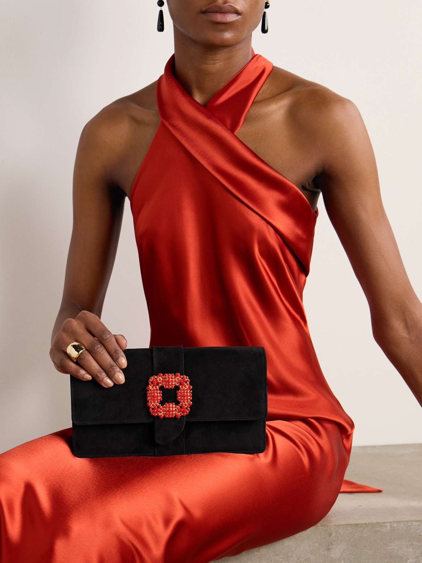 Capri embellished suede clutch Black - 2
