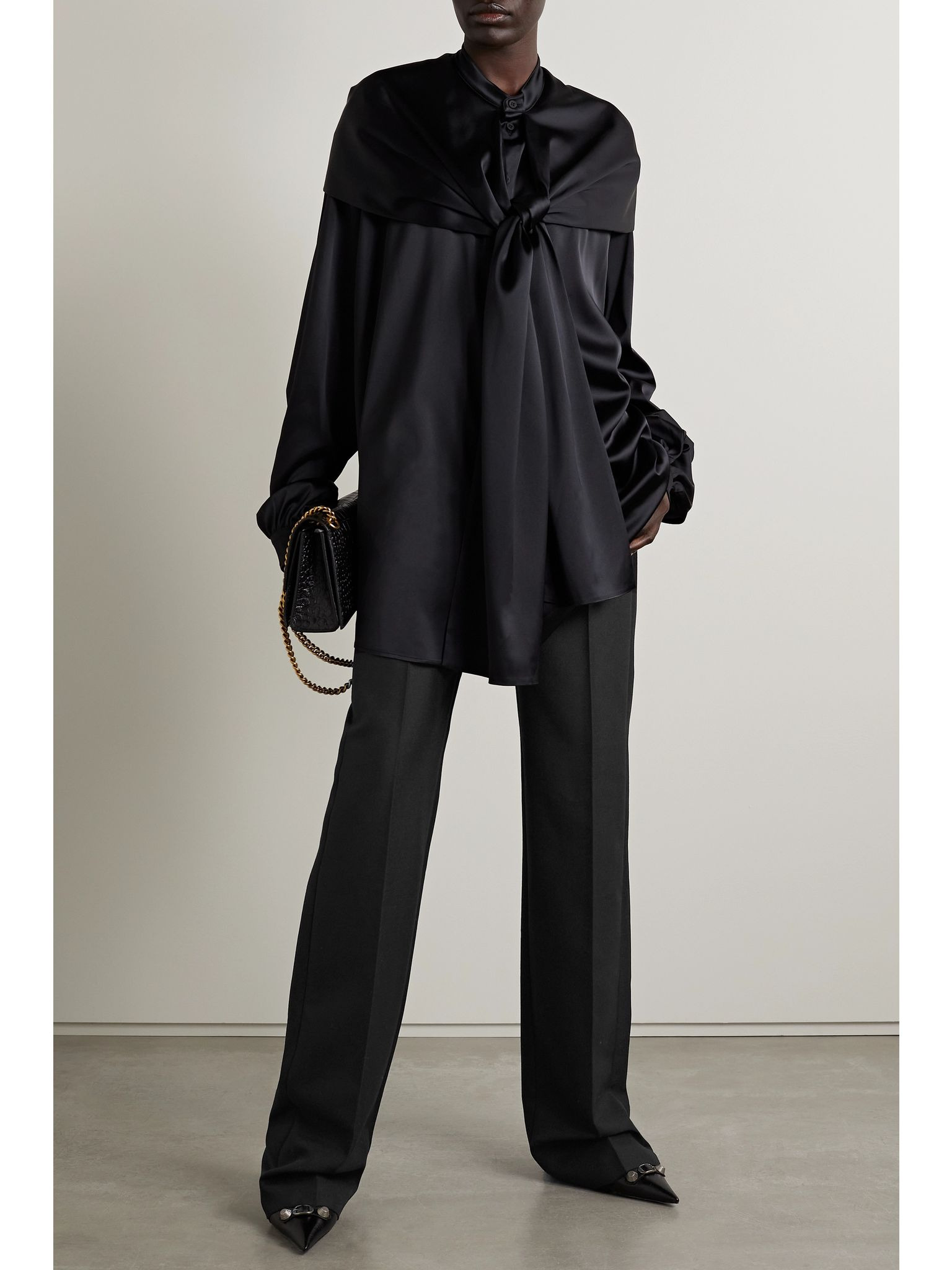 Wool and mohair-blend wide-leg pants Black - 2