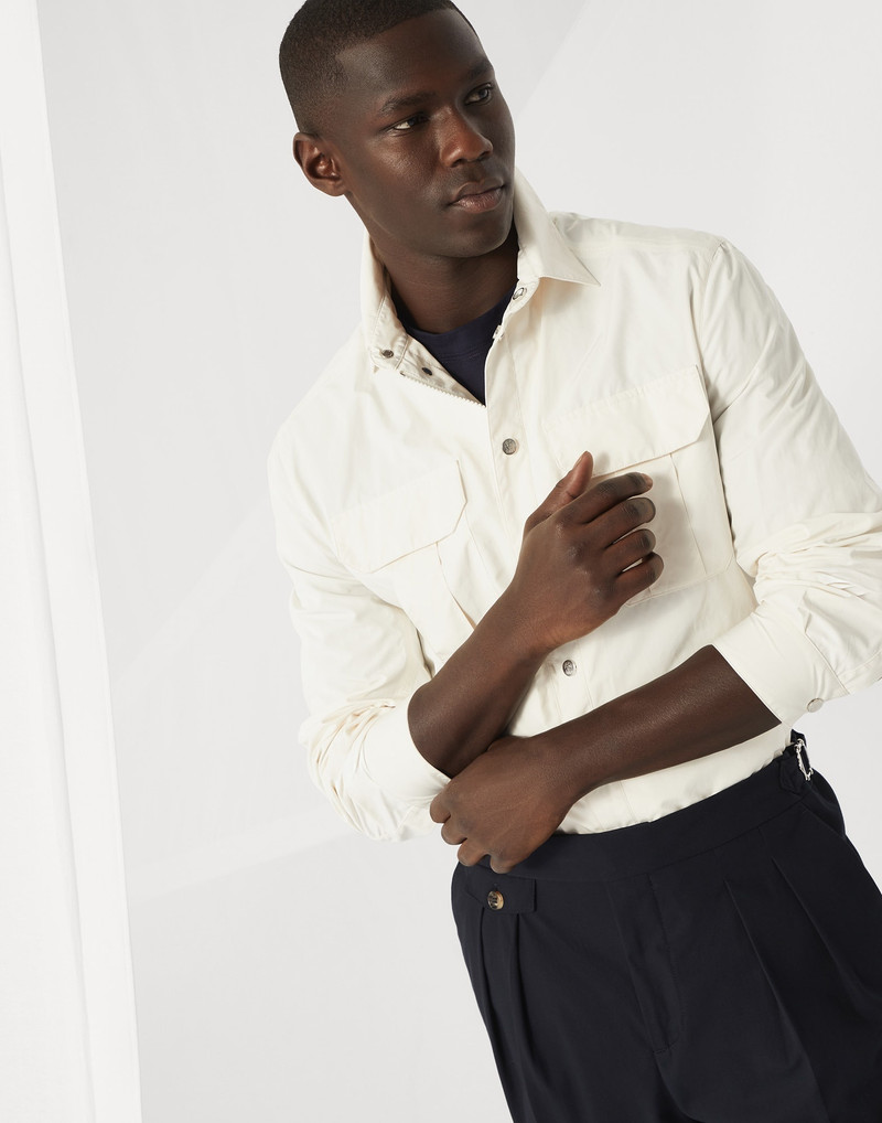Water-resistant microfiber shirt-style unlined outerwear jacket with heat-bonded seams 4