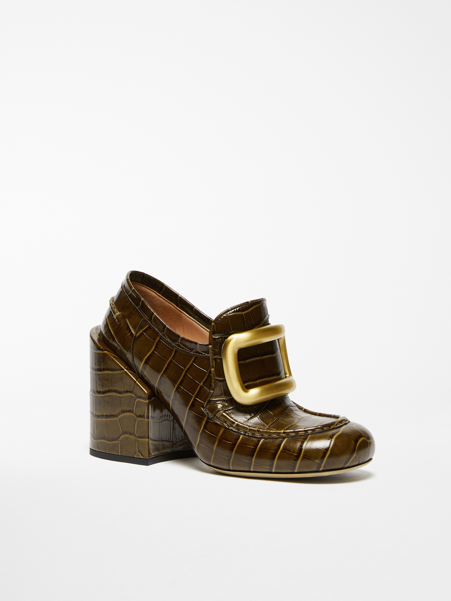 OLIATO Crocodile-embossed leather loafer with heel - 2