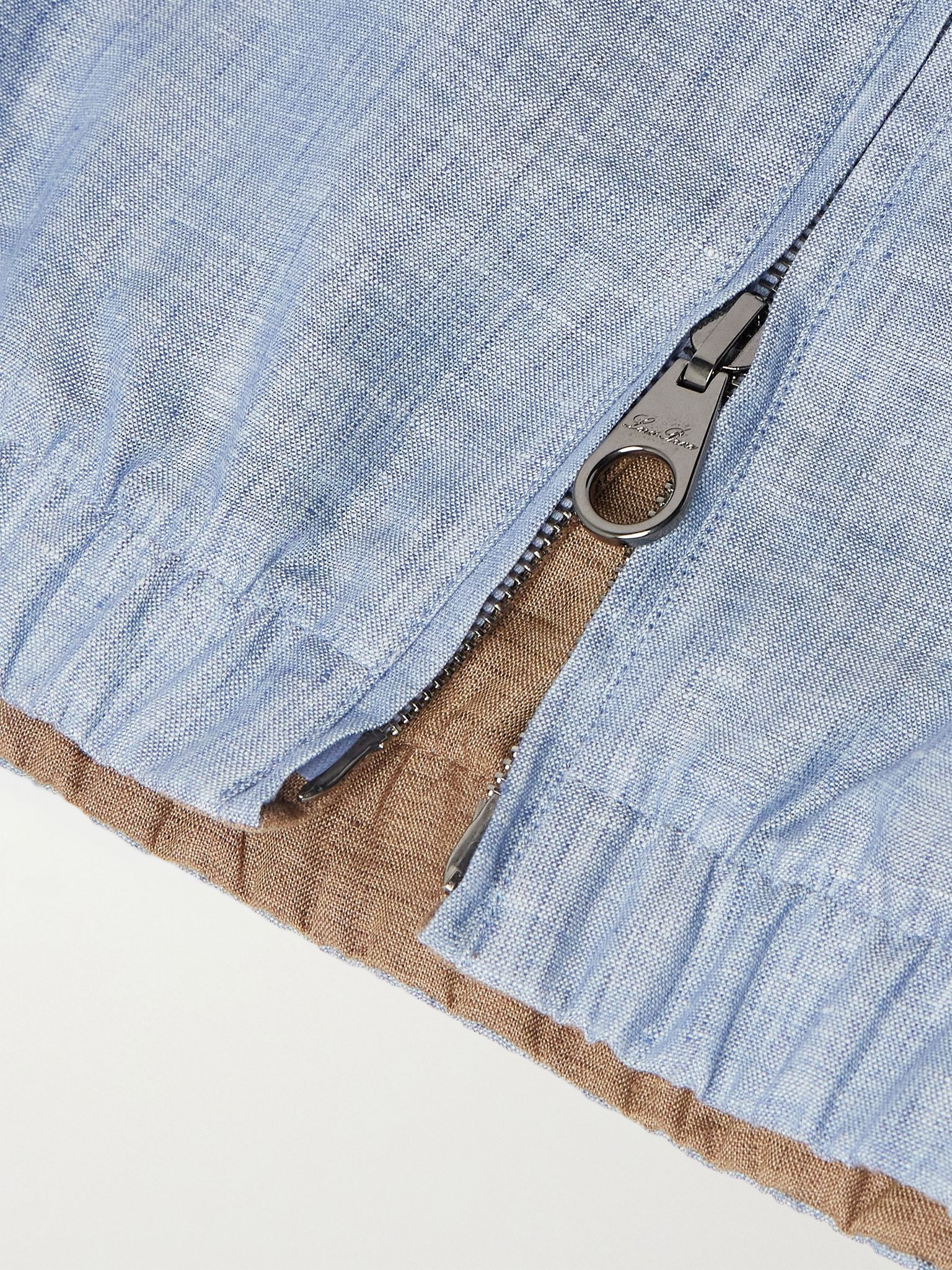 Reversible Linen Bomber Jacket Sky blue - 6