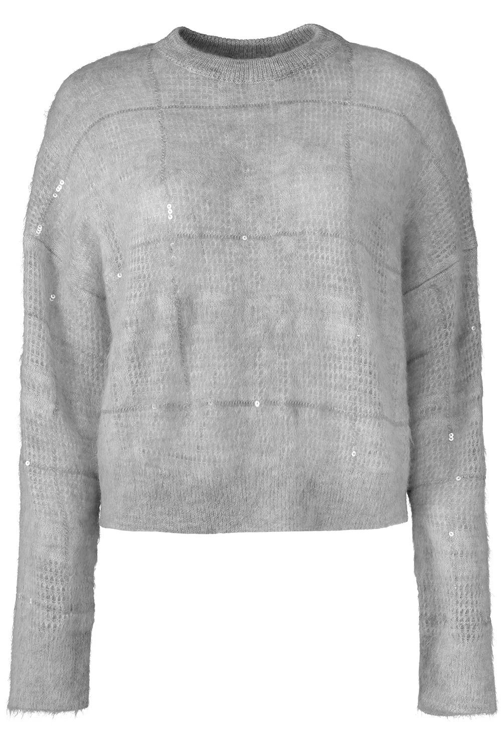 Long Sleeve Plaid Embroiered Sweater - 1