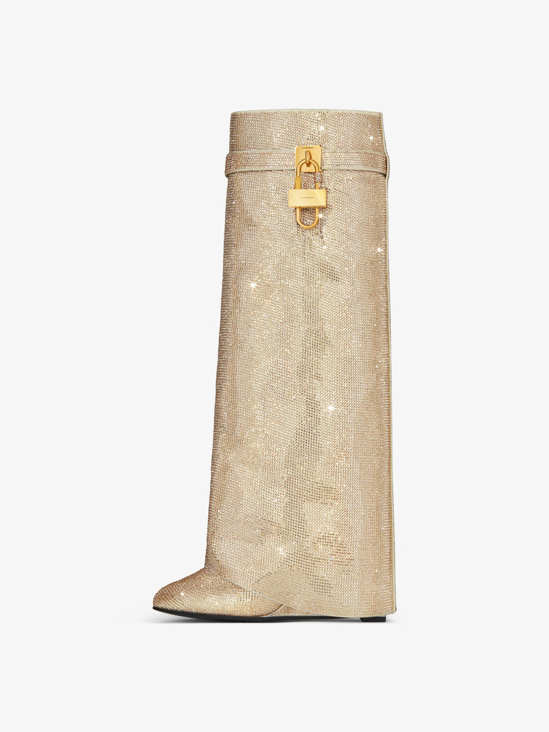 SHARK LOCK BOOTS IN SATIN WITH STRASS 4