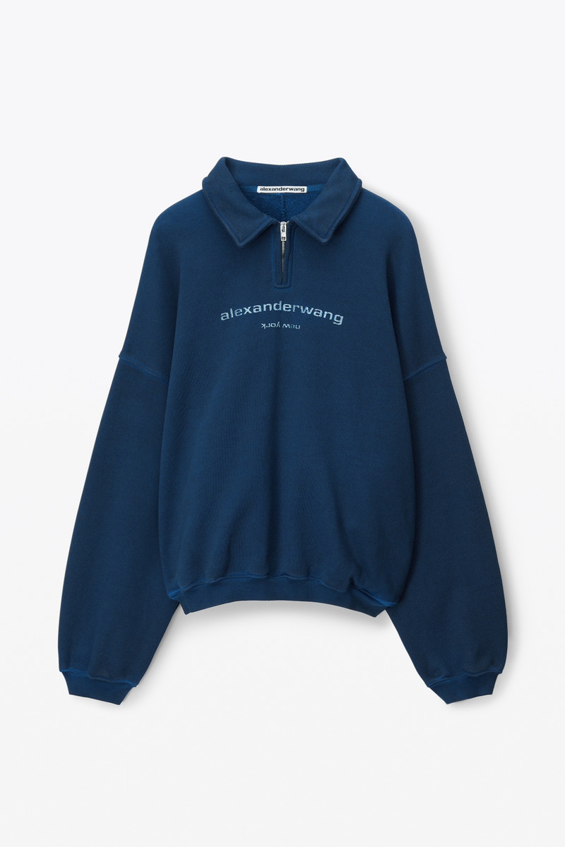 half zip polo sweatshirt in terry 1