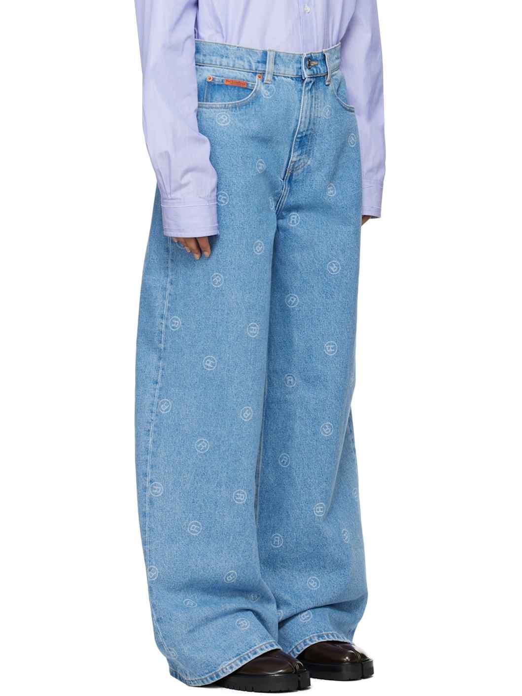 Blue Extended Wide Leg Jeans - 2