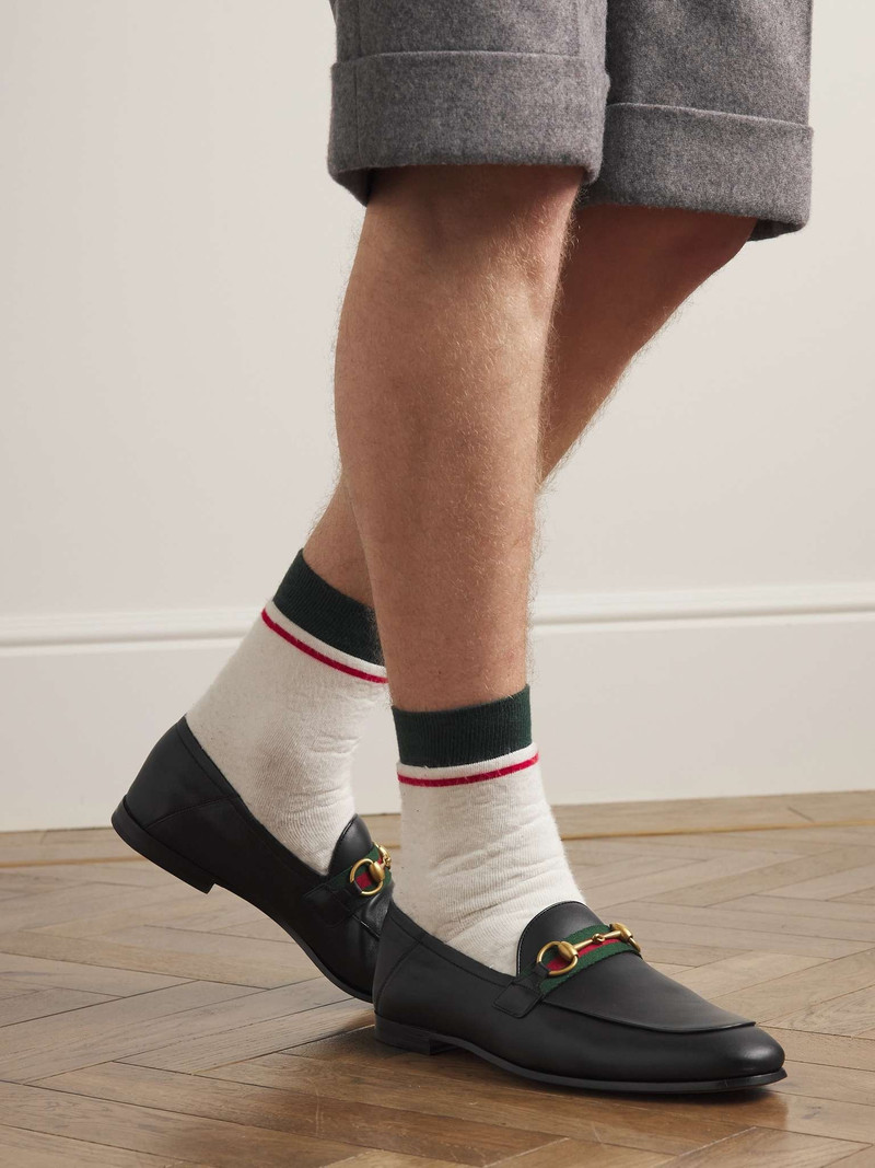Brixton Webbing-Trimmed Horsebit Collapsible-Heel Leather Loafers 3