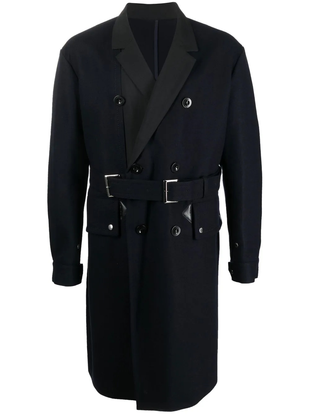 belted double-breasted wool coat - 1